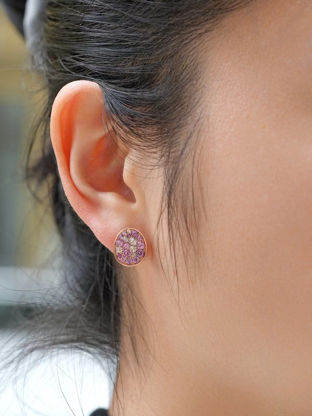 Rainbow Sapphire 18k Gold Earring (Item No. SA058)