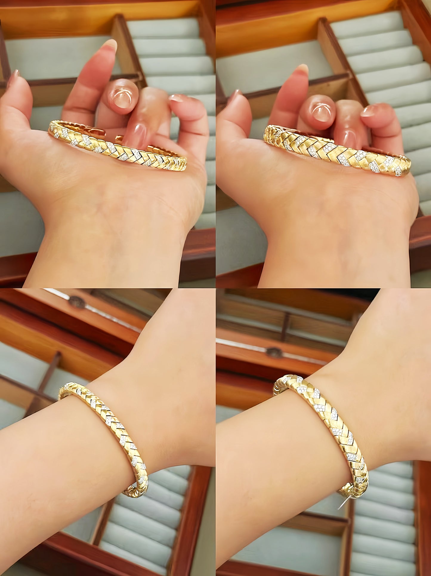 Vintage Rigato Engrave 18k Gold Diamond Bracelet (Item No. VT002)