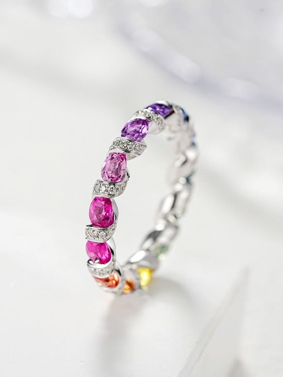 Rainbow Sapphire 18k Gold Ring (Item No. SA126)