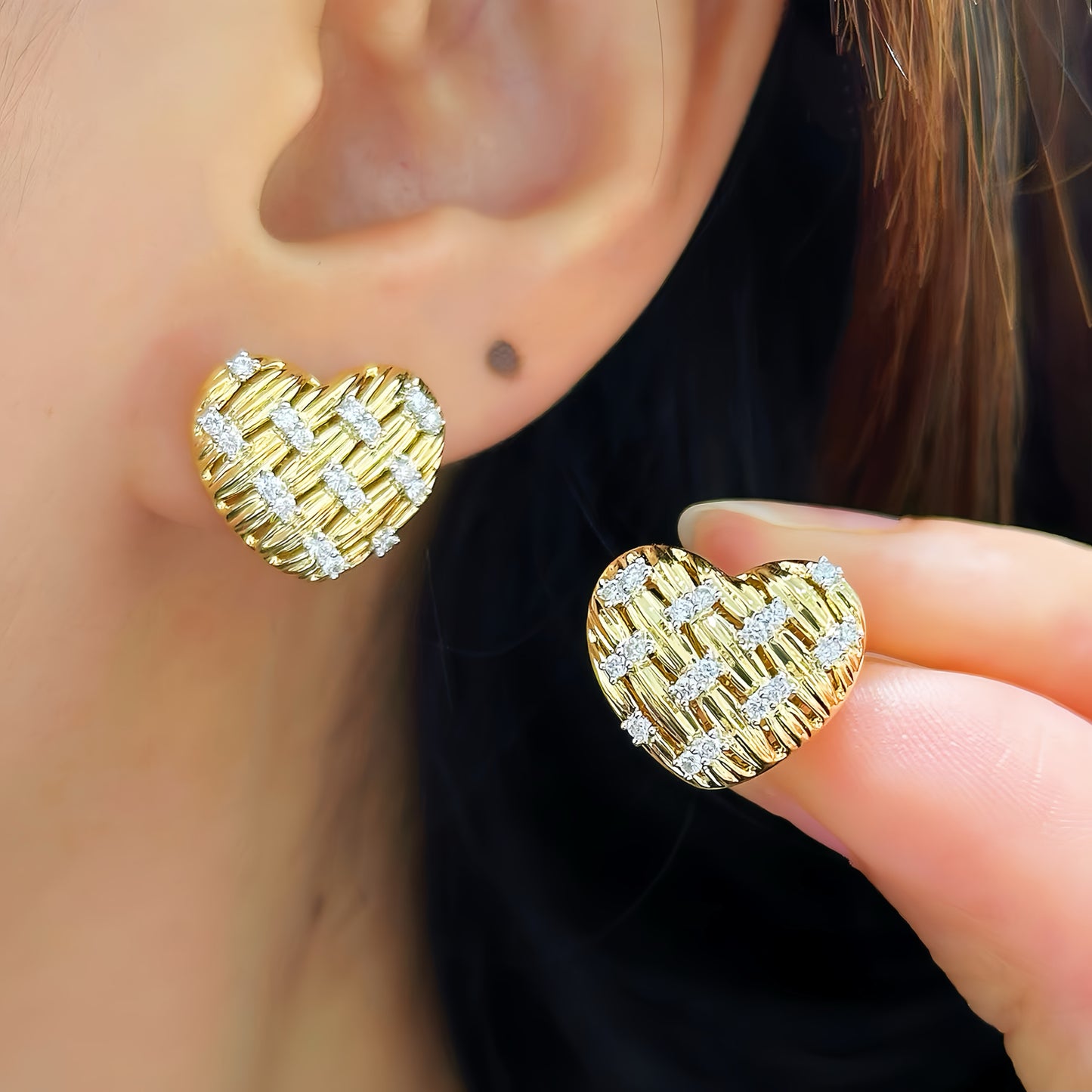 Heart Vintage 18k Gold Diamond Earring (Item No. VT 292)