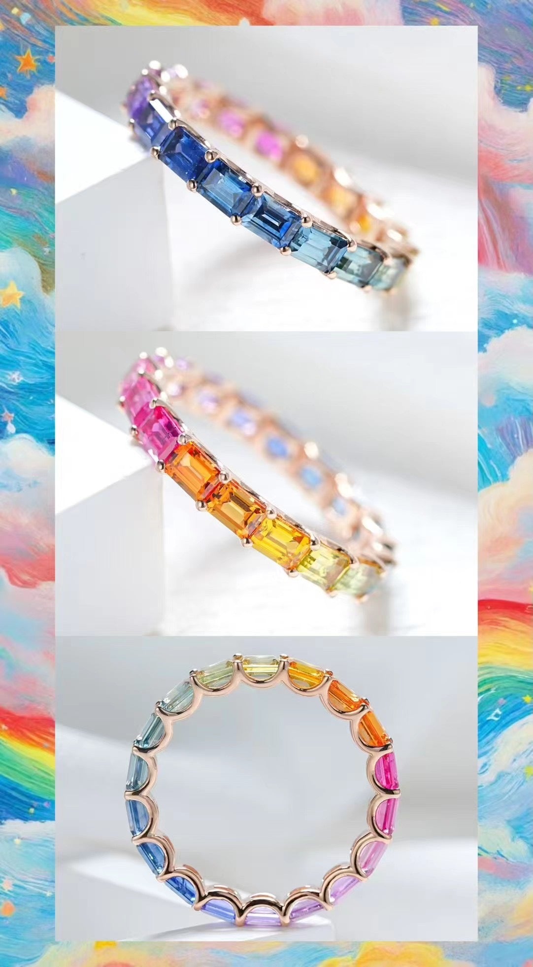 Rainbow Sapphire 18k Gold Ring (Item No. SA083)