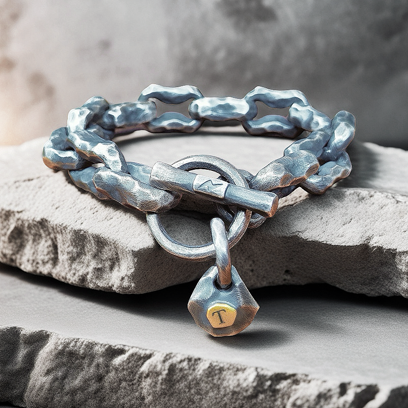 Heavy Metal Hammered Silver Bracelet Oxidized (Item No.B0608)