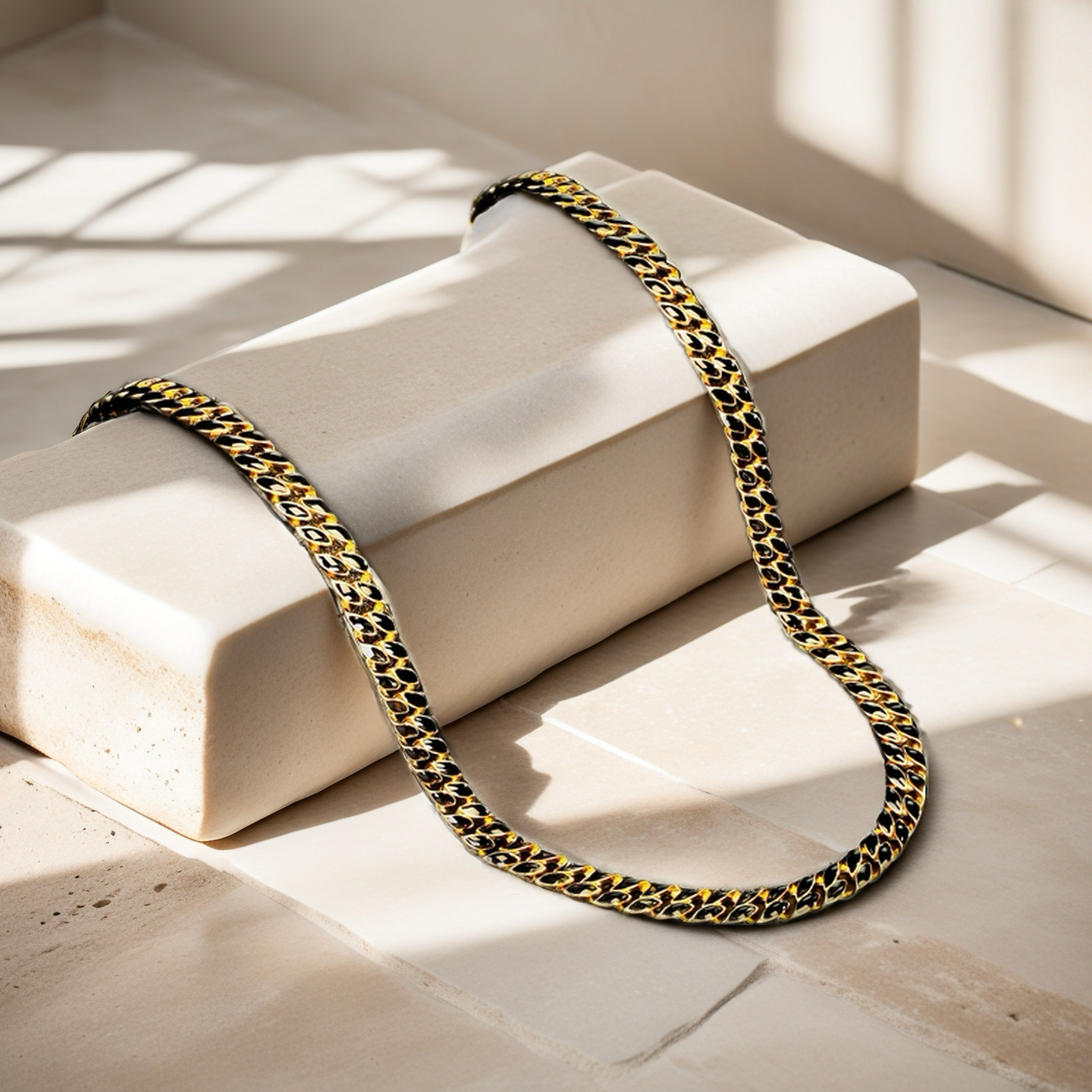 Curb Link Enamel Sterling Silver/9k/14k/18k Necklace Chain (Item No. GN0003)