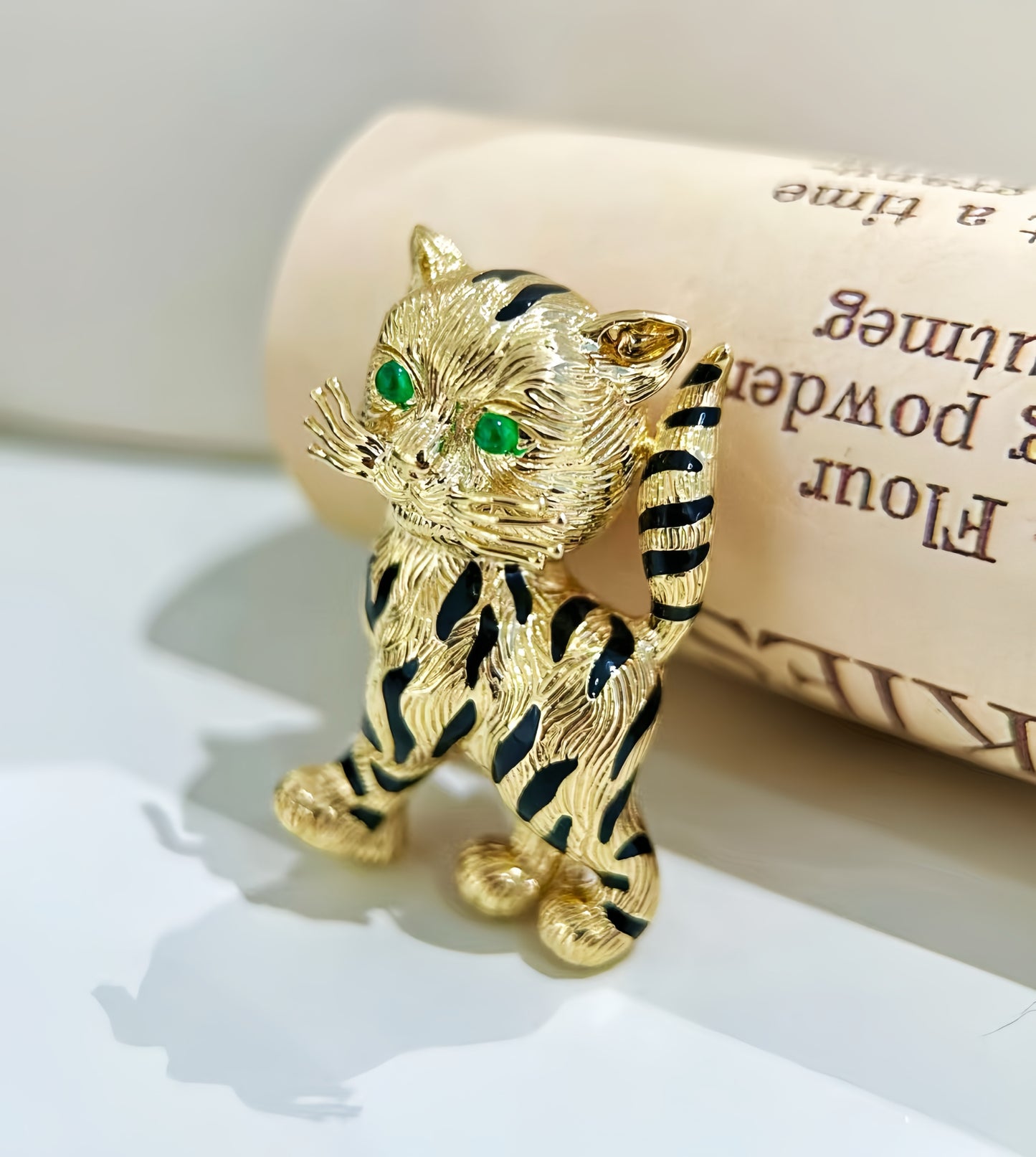 Cat Vintage 18k Gold Diamond Pendant (Item No. VT438)