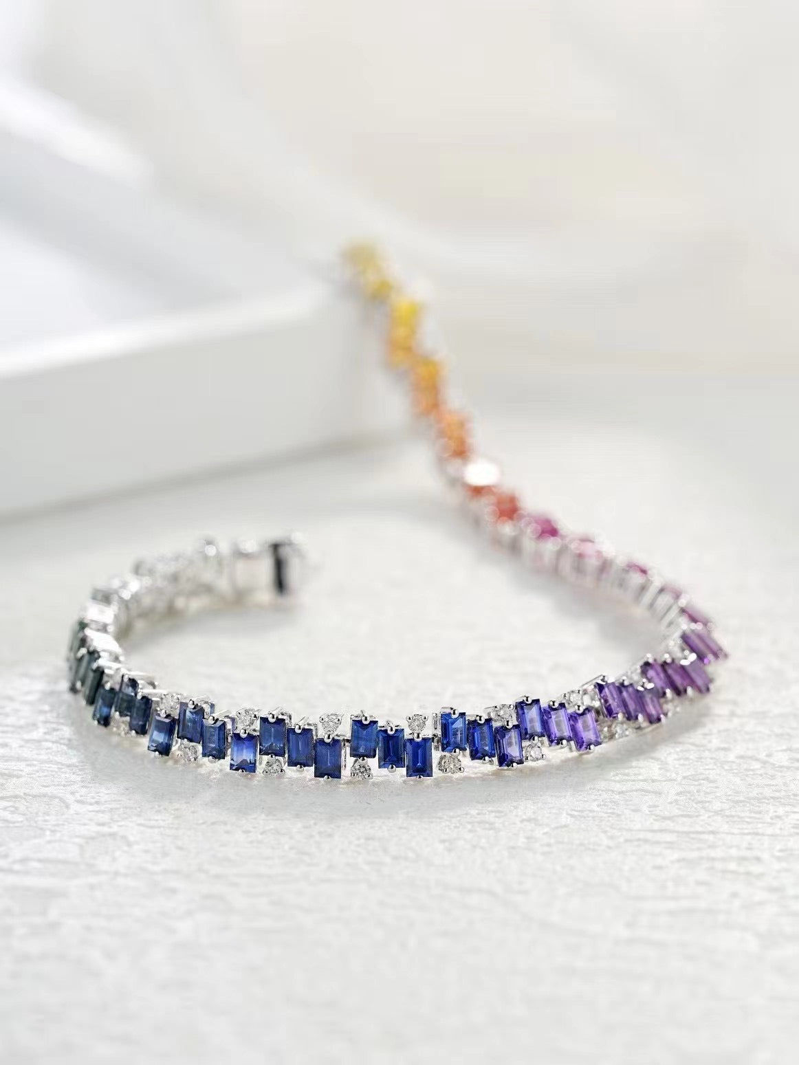 Rainbow Sapphire 18k Gold Bracelet (Item No. SA100)