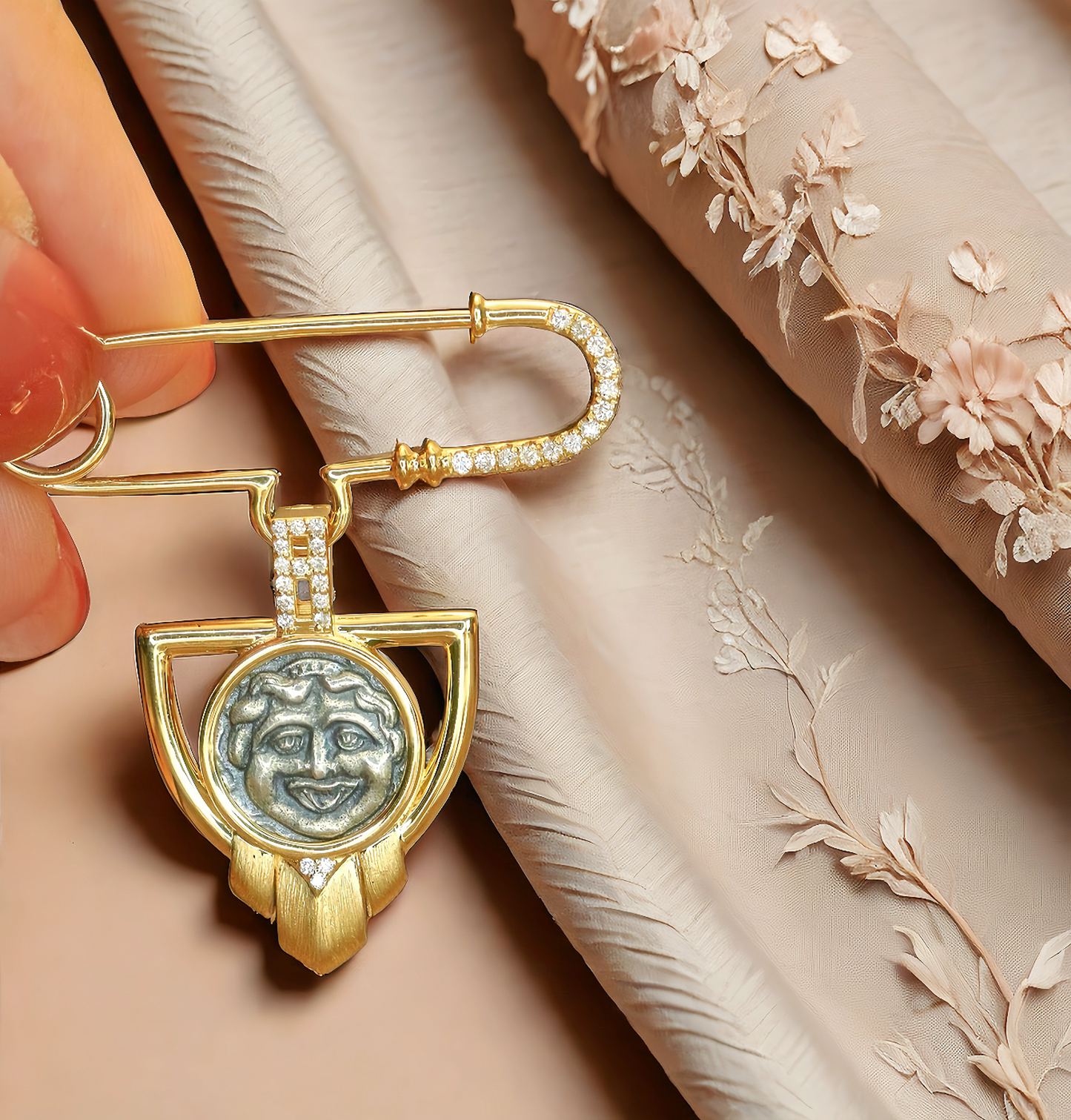 Medusa Ancient Greek Coin Medallion 18K Gold Pendant (Item No. COIN039)