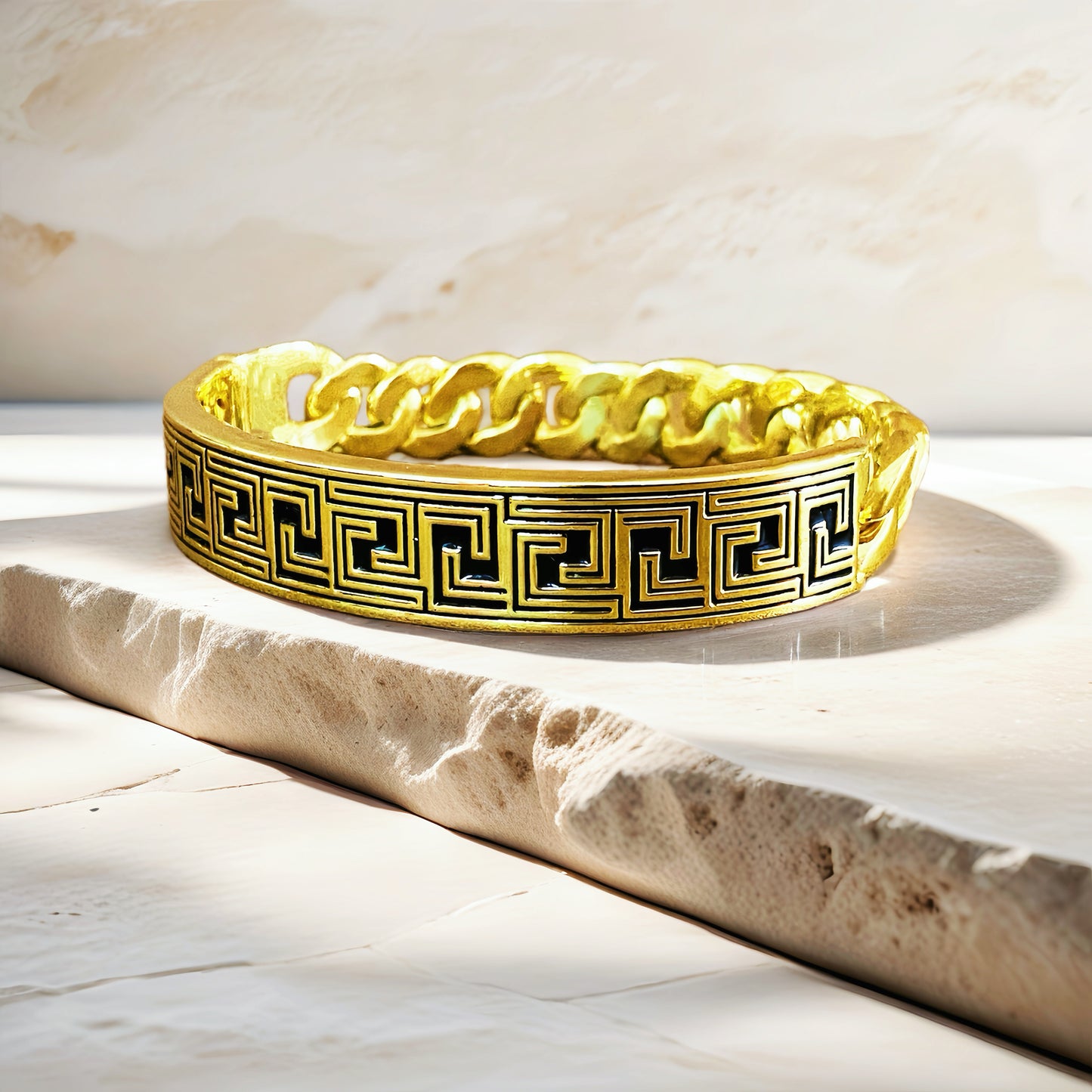 Greek Key Enamel Sterling Silver/9k/14k/18k Bracelet Chain (Item No. GB0004)