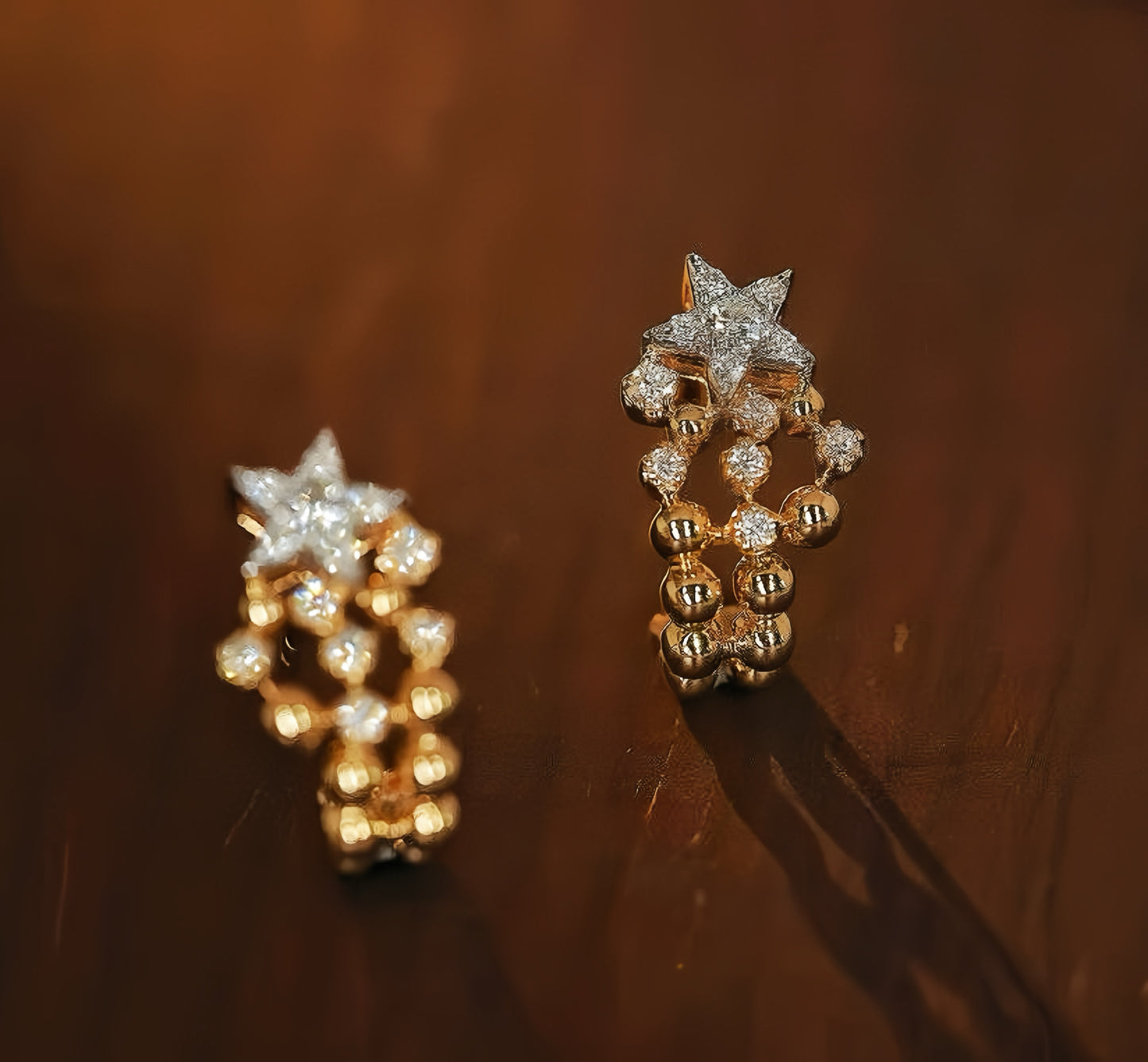 Vintage Star 18k Gold Diamond Earring (Item No. VT074)