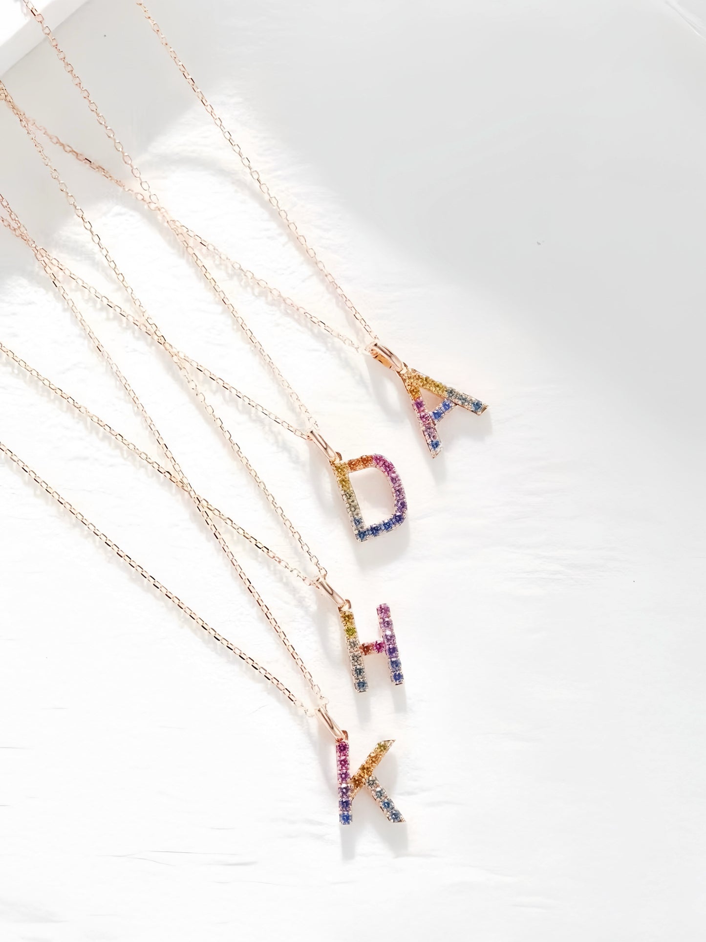 Alphabet Rainbow Sapphire 18K Gold Pendant (Item No. SA055)