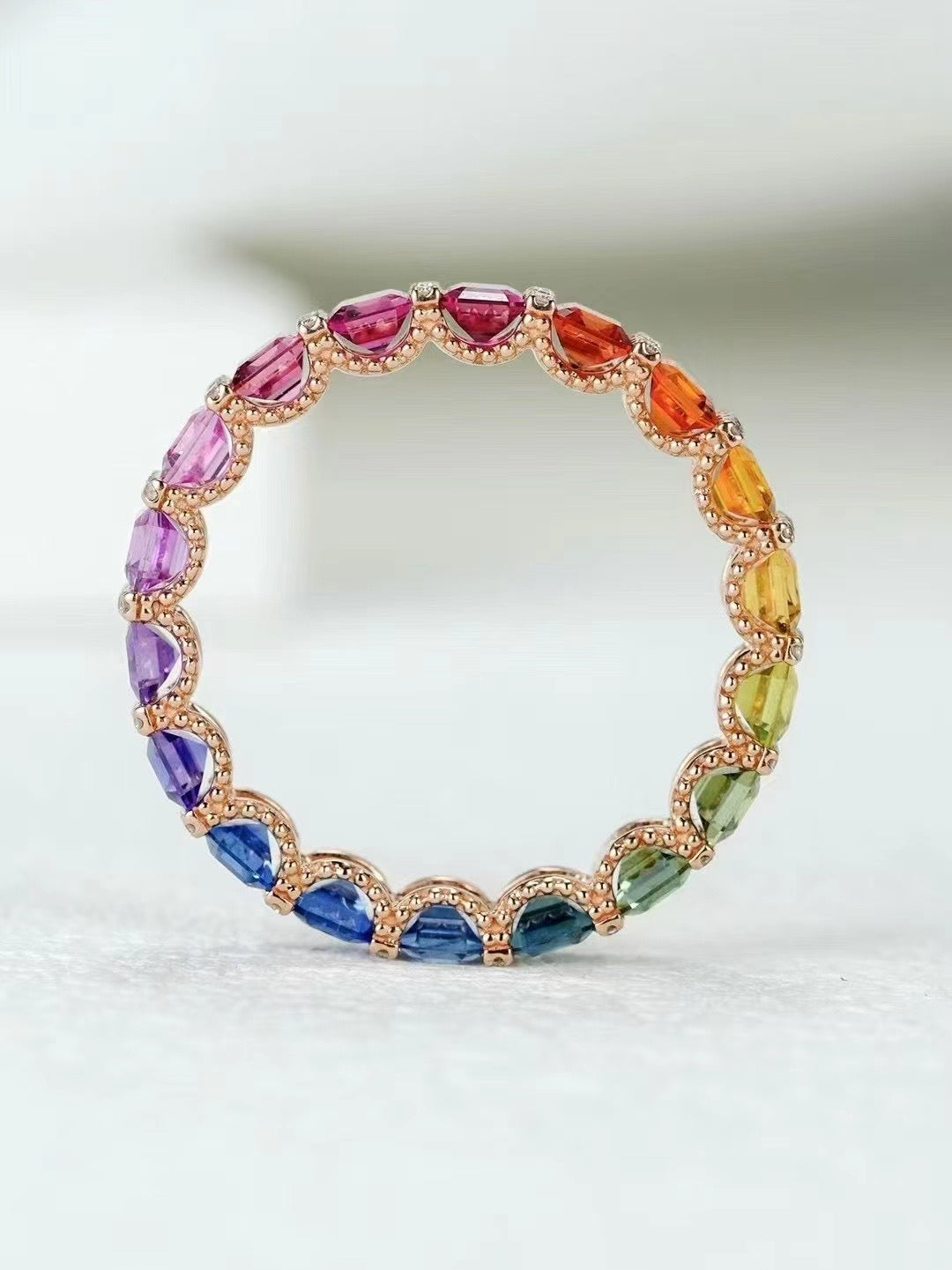 Rainbow Sapphire 18k Gold Ring (Item No. SA070)