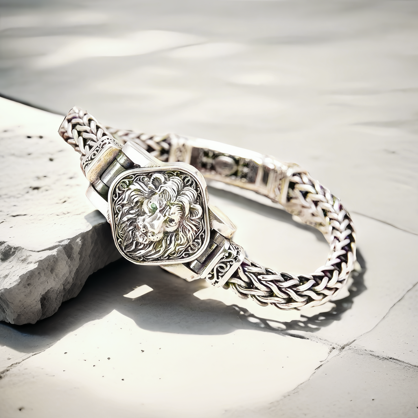 Lion Braided Silver Bracelet (Item No. B0641)