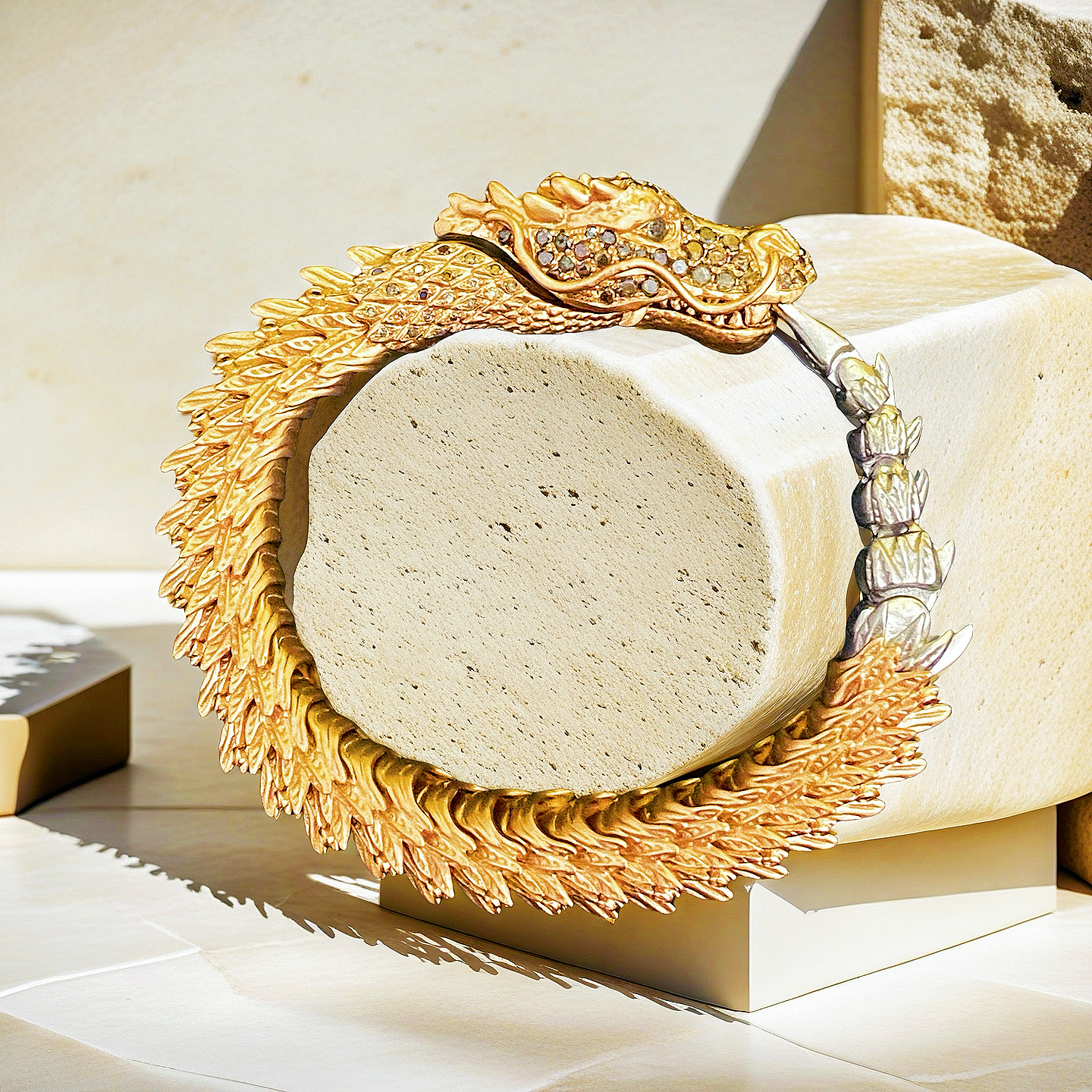 Gold Dragon Diamond Bracelet Chain (Item No. GB0023)