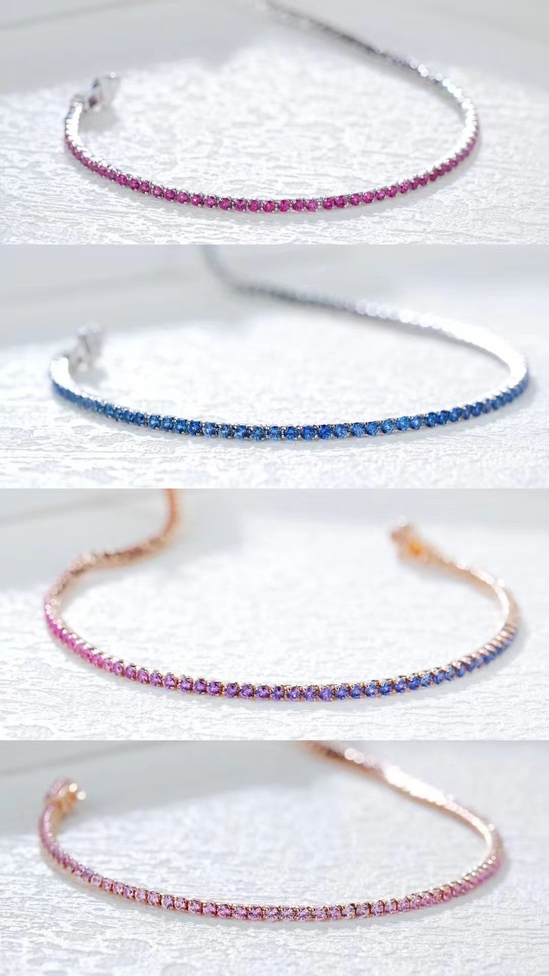 Tennis Rainbow Sapphire 18k Gold Bracelet (Item No. SA108)