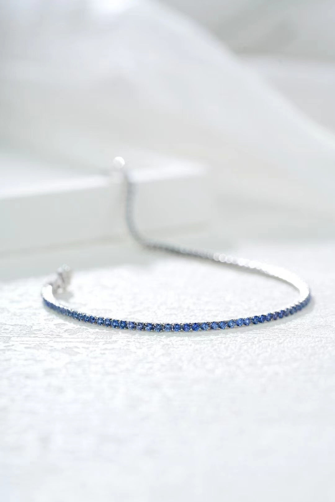 Tennis Rainbow Sapphire 18k Gold Bracelet (Item No. SA108)