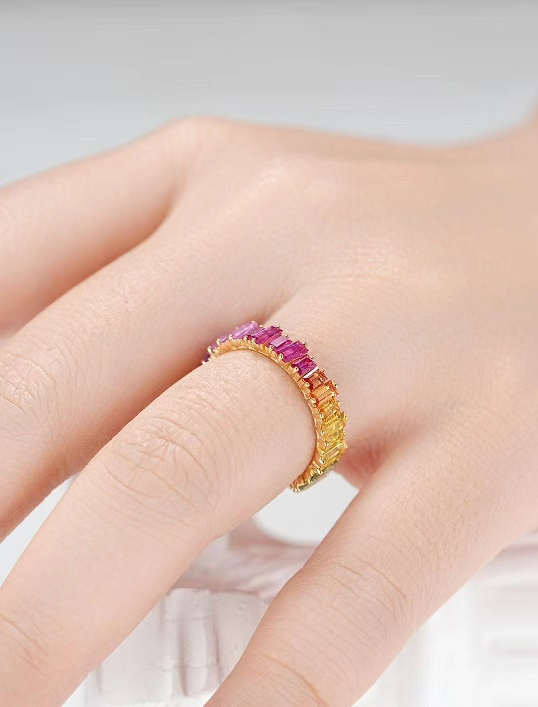 Rainbow Sapphire 18k Gold Ring (Item No. SA078)
