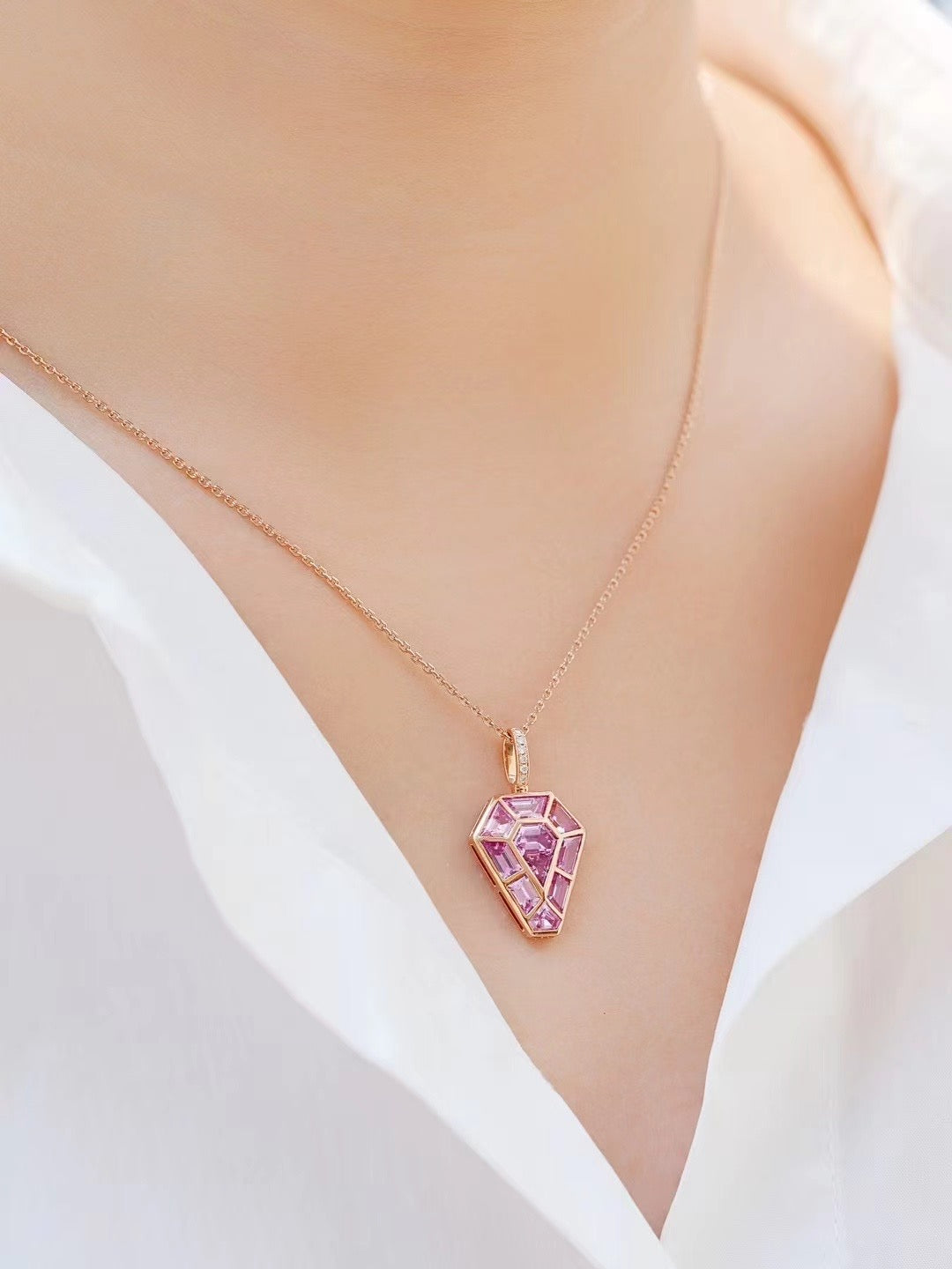 Rainbow Sapphire 18k Gold Pendant (Item No. SA063)