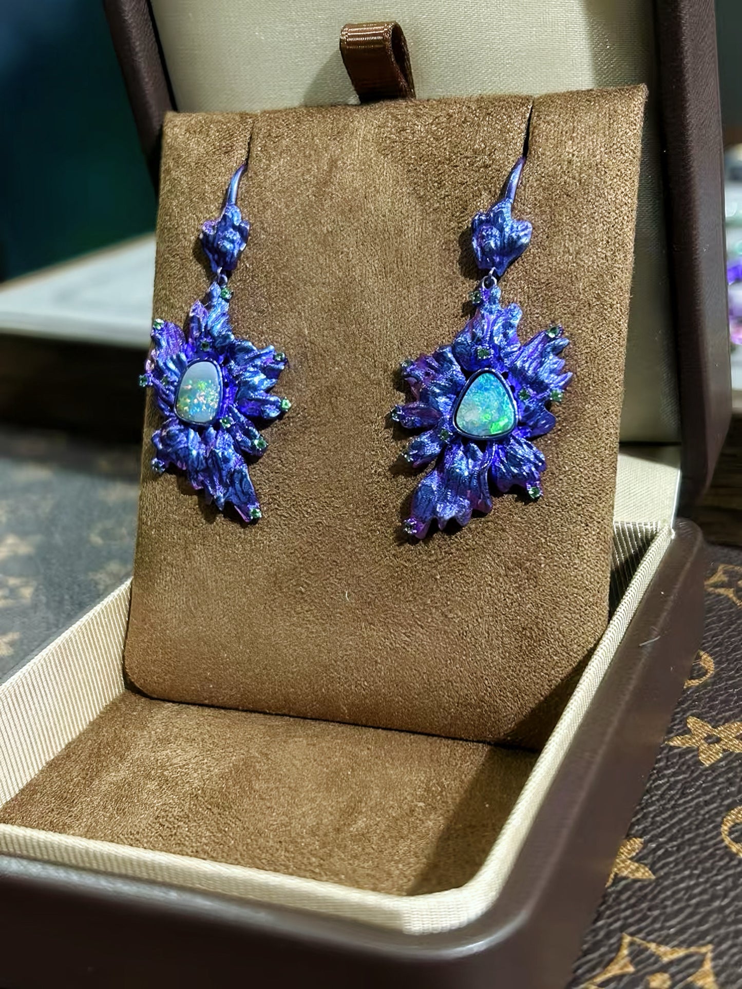 Anodized Titanium Blue Opal Earring (Item No. TA006)
