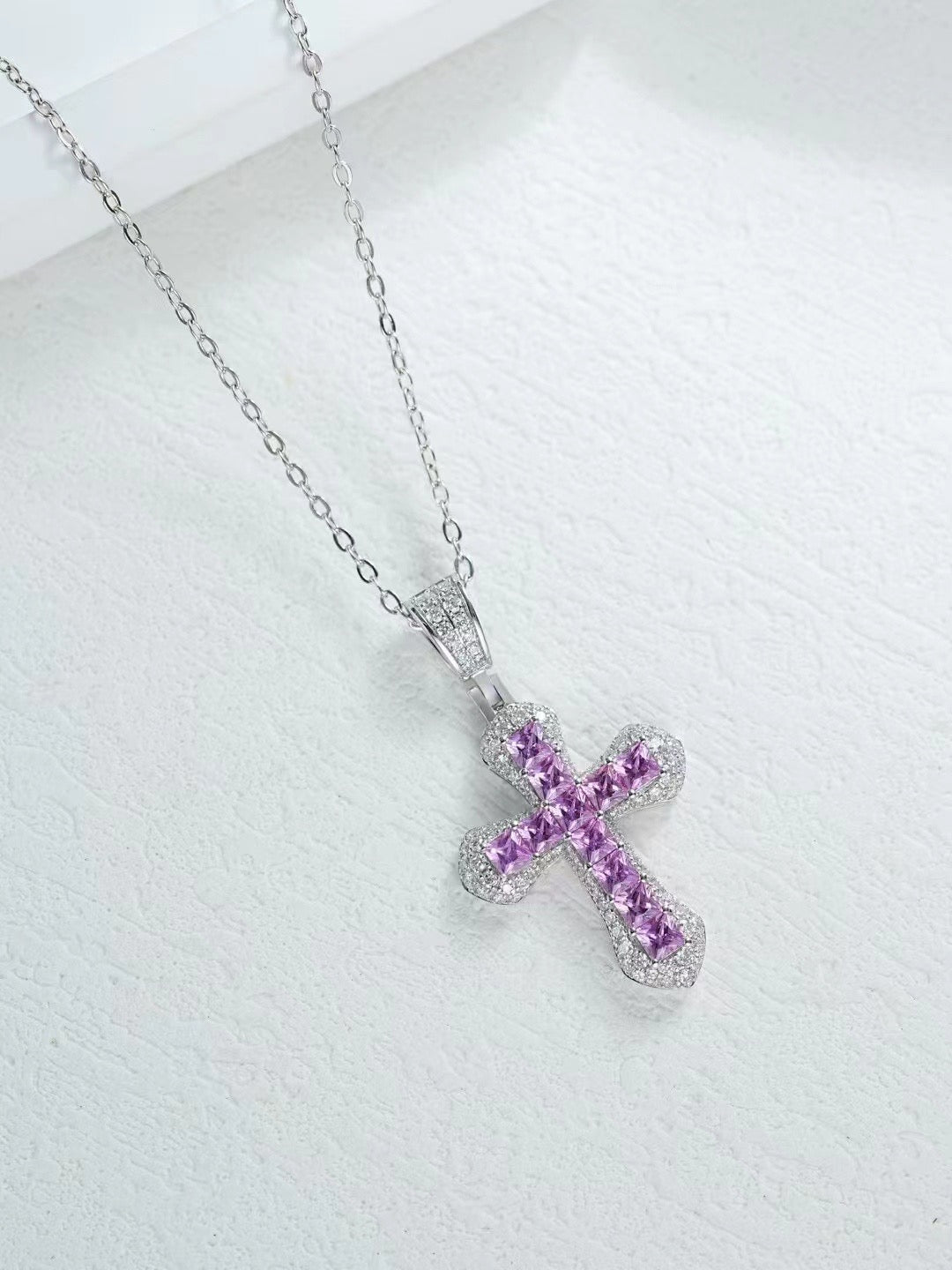 Cross Rainbow Sapphire 18K Gold Pendant (Item No. SA012)