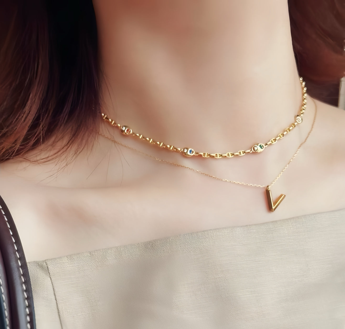 Vintage 18k Gold Diamond Necklace Bracelet(Item No. VT112)