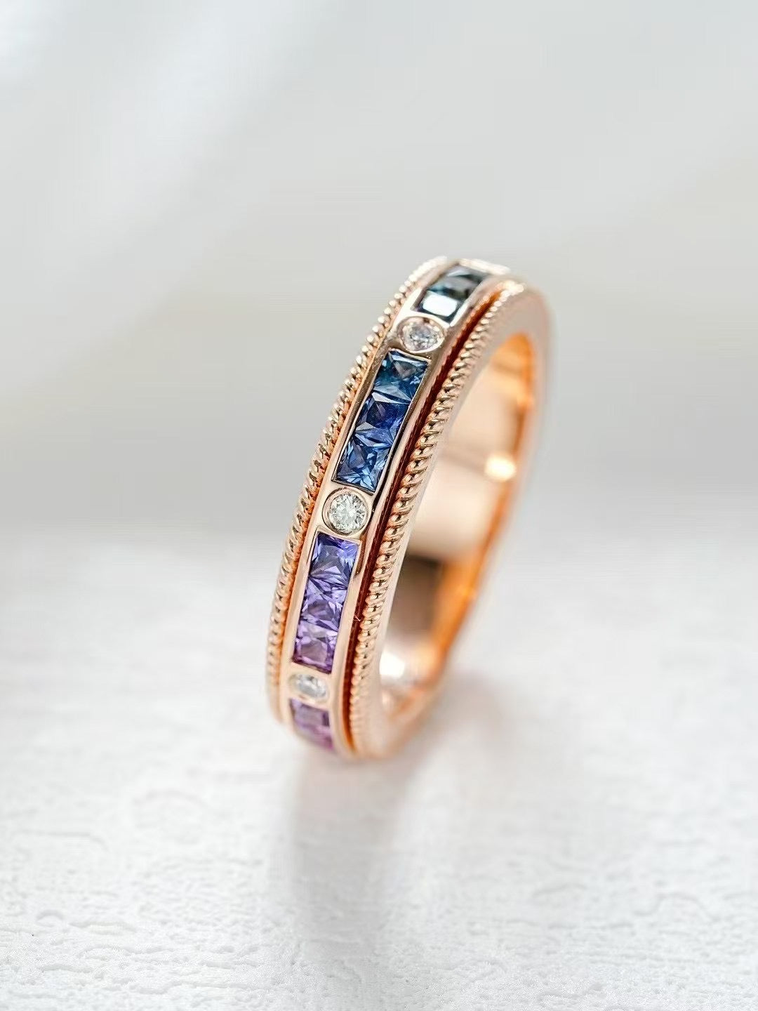 Rainbow Sapphire 18k Gold Ring (Item No. SA125)