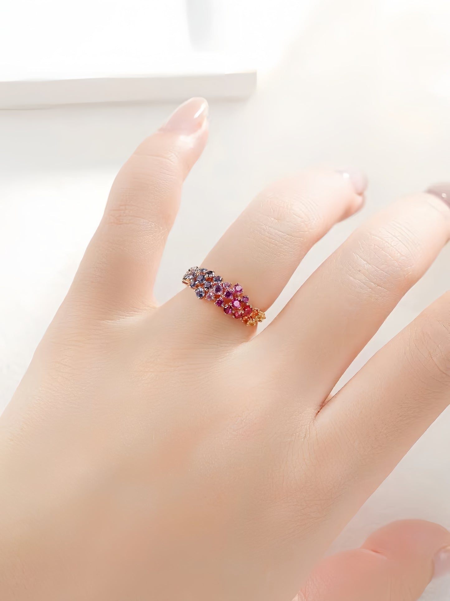 Rainbow Sapphire 18k Gold Ring (Item No. SA133)