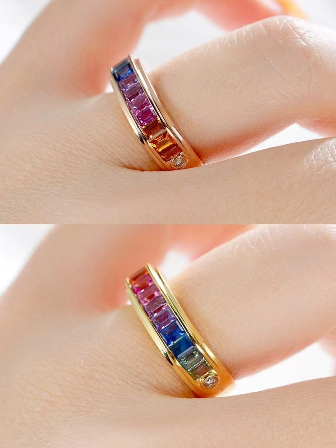 Rainbow Sapphire 18k Gold Ring (Item No. SA097)