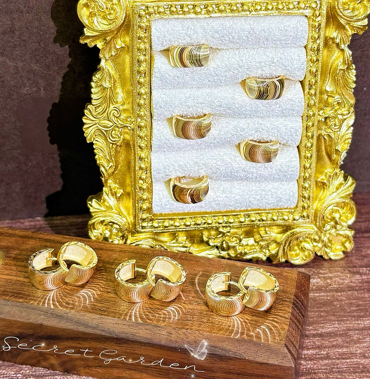 Laser Iridescent 18k Gold Earring (Item No. SJER020)