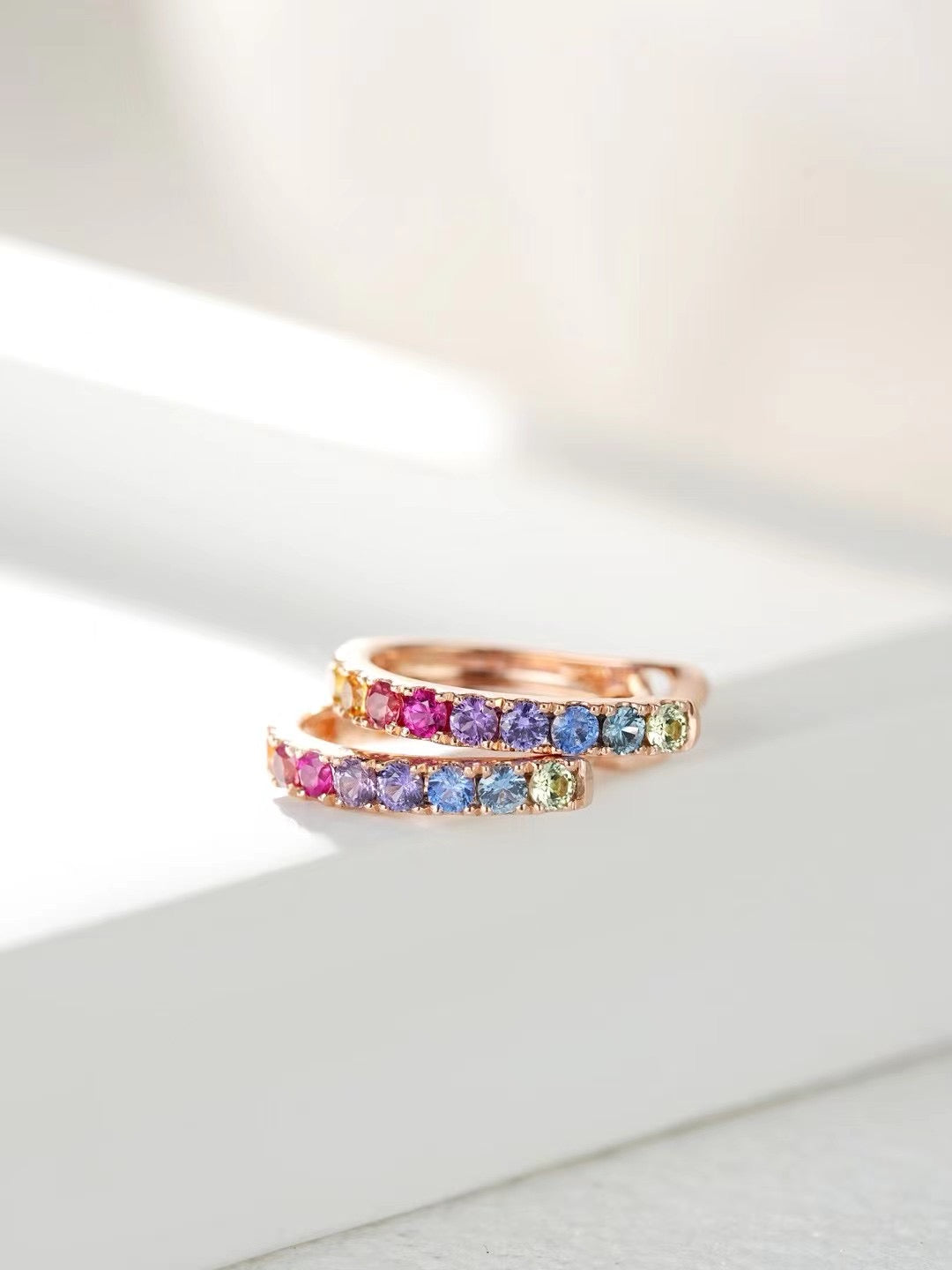 Rainbow Sapphire 18K Gold Earring (Item No. SA002)