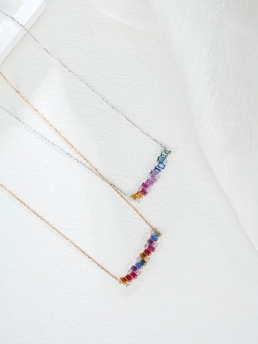 Rainbow Sapphire 18k Gold Necklace Set (Item No. SA099)