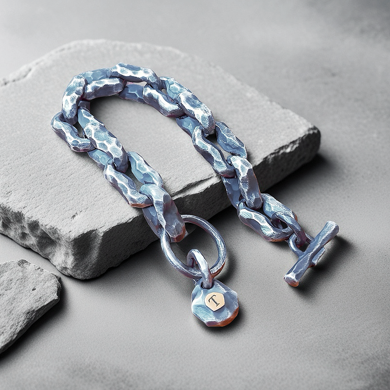 Heavy Metal Hammered Silver Bracelet Oxidized (Item No.B0608)