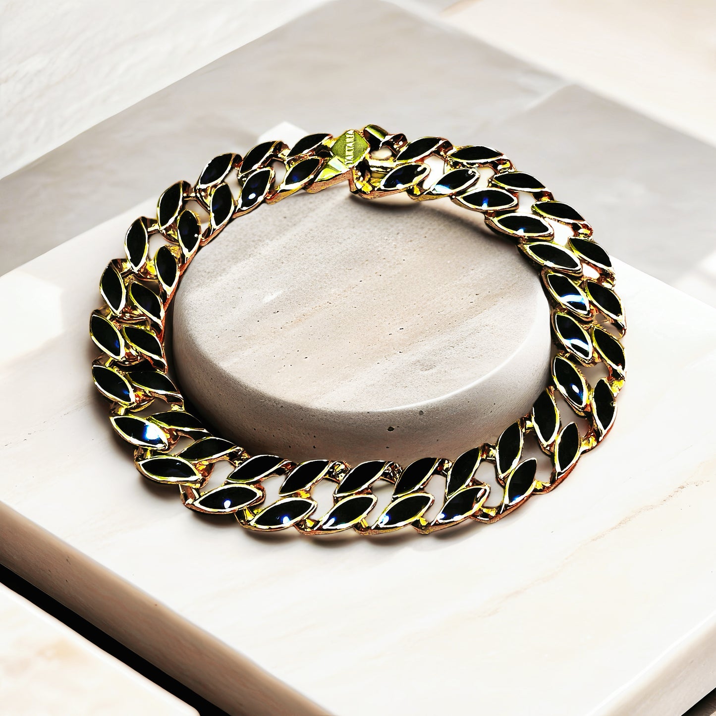 Enamel Curlink 925 Sterling Silver/9k/14k/18k Bracelet Chain (Item No. GB0002)