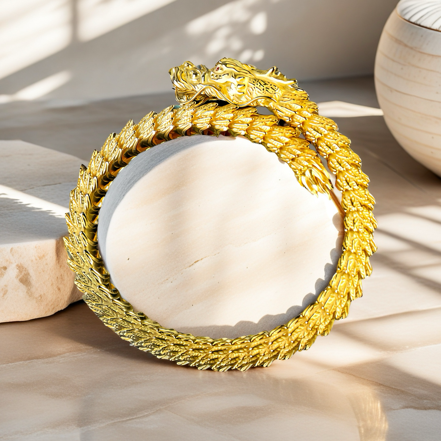 Dragon Elastic Sterling Silver/9k/14k/18k Gold Bracelet (Item No. GB0001)