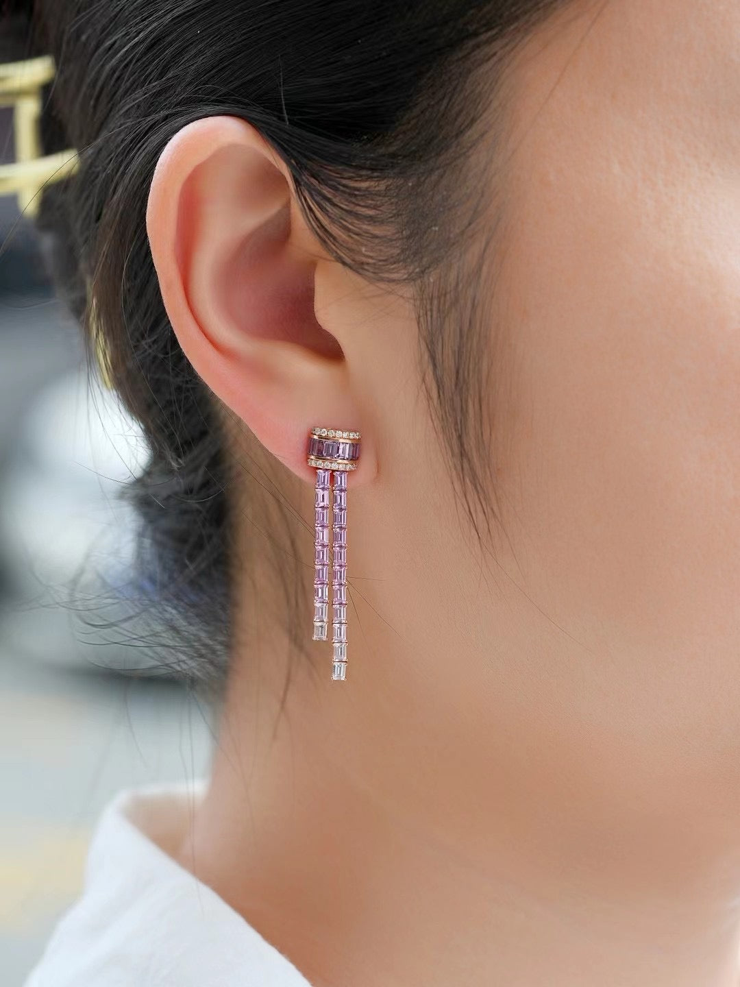 Rainbow Sapphire 18K Gold Earring (Item No. SA024)