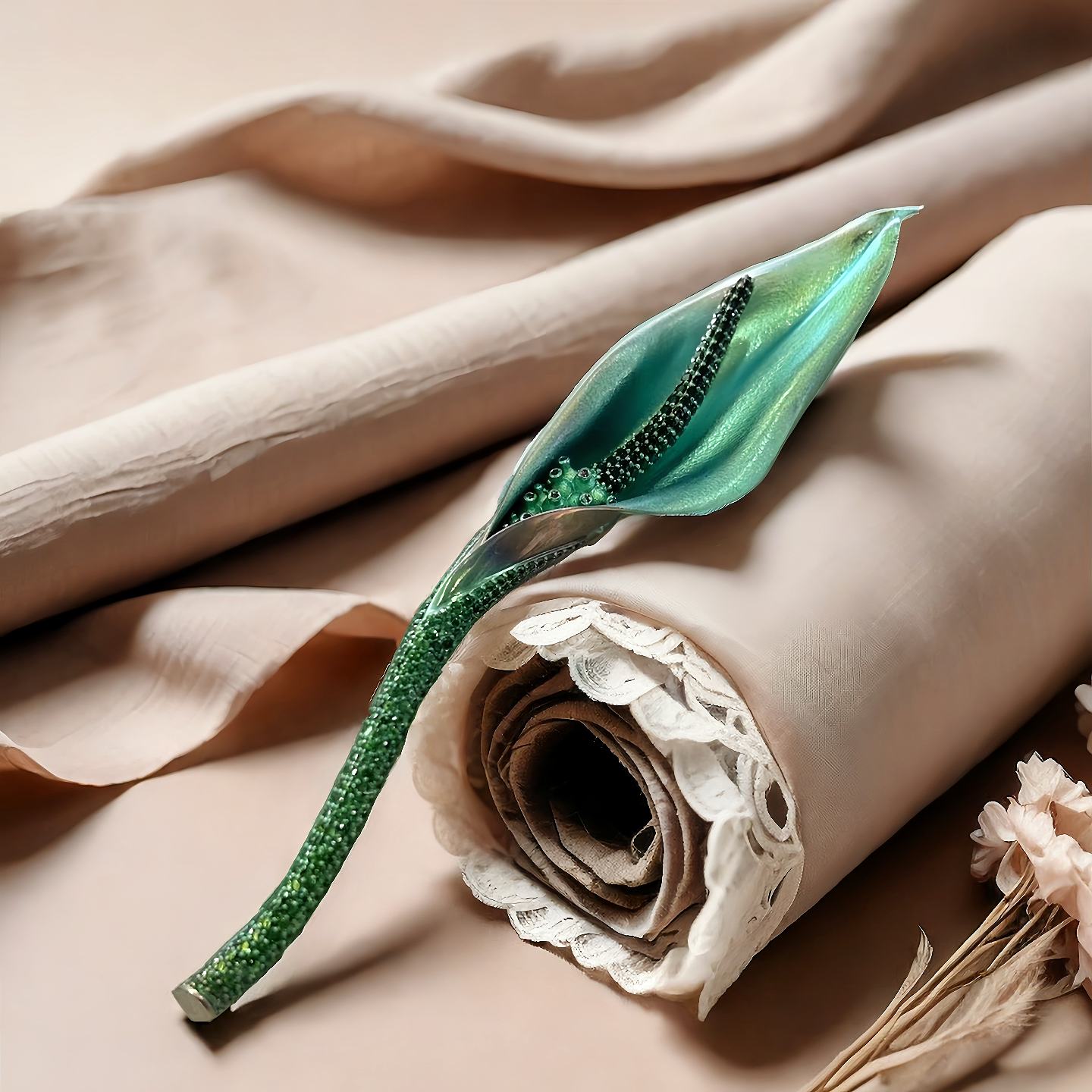 Anodized Titanium Green Tsavorite Brooch (Item No. TA010)