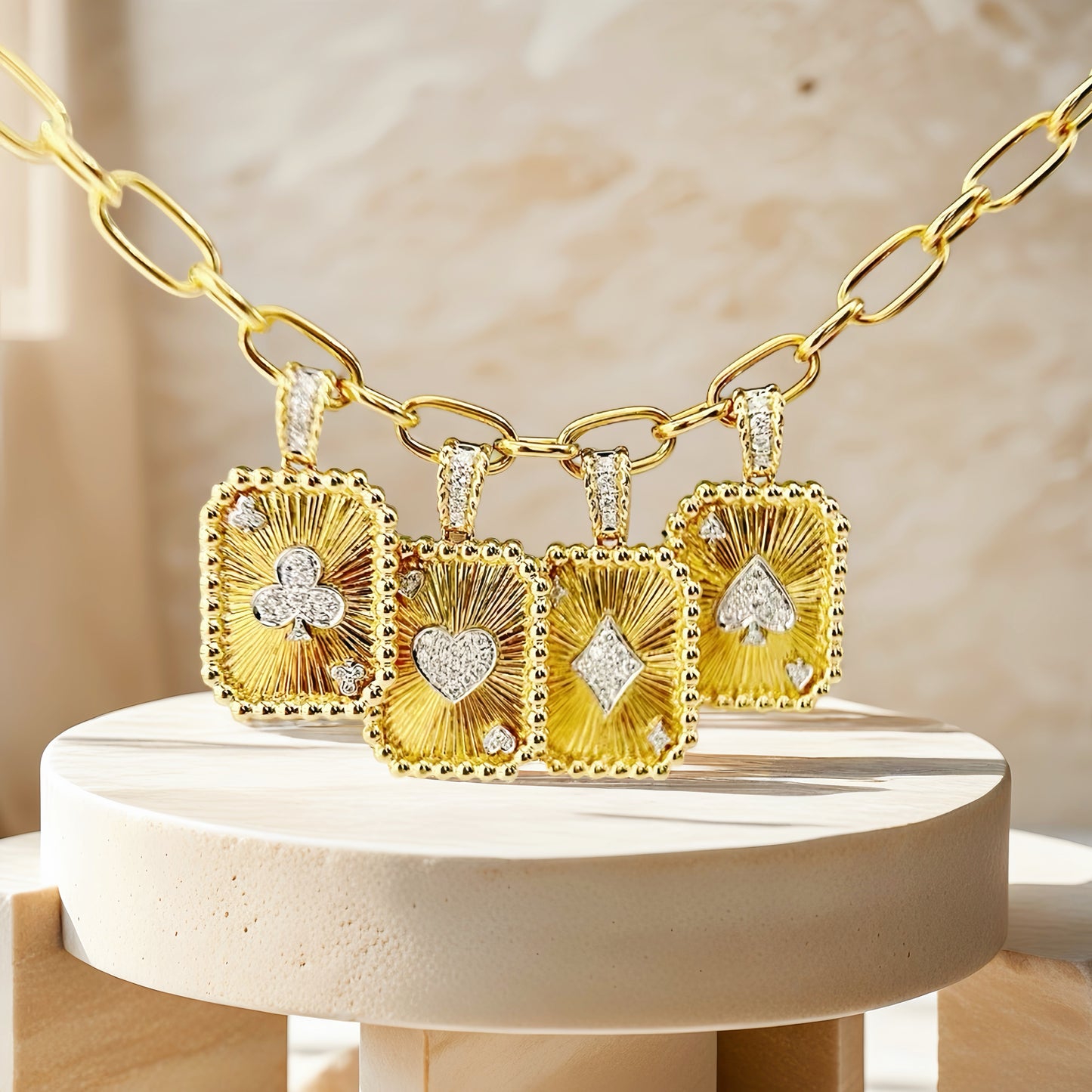 Poker Card 18k Gold Diamond Pendant (Item No. VT246)