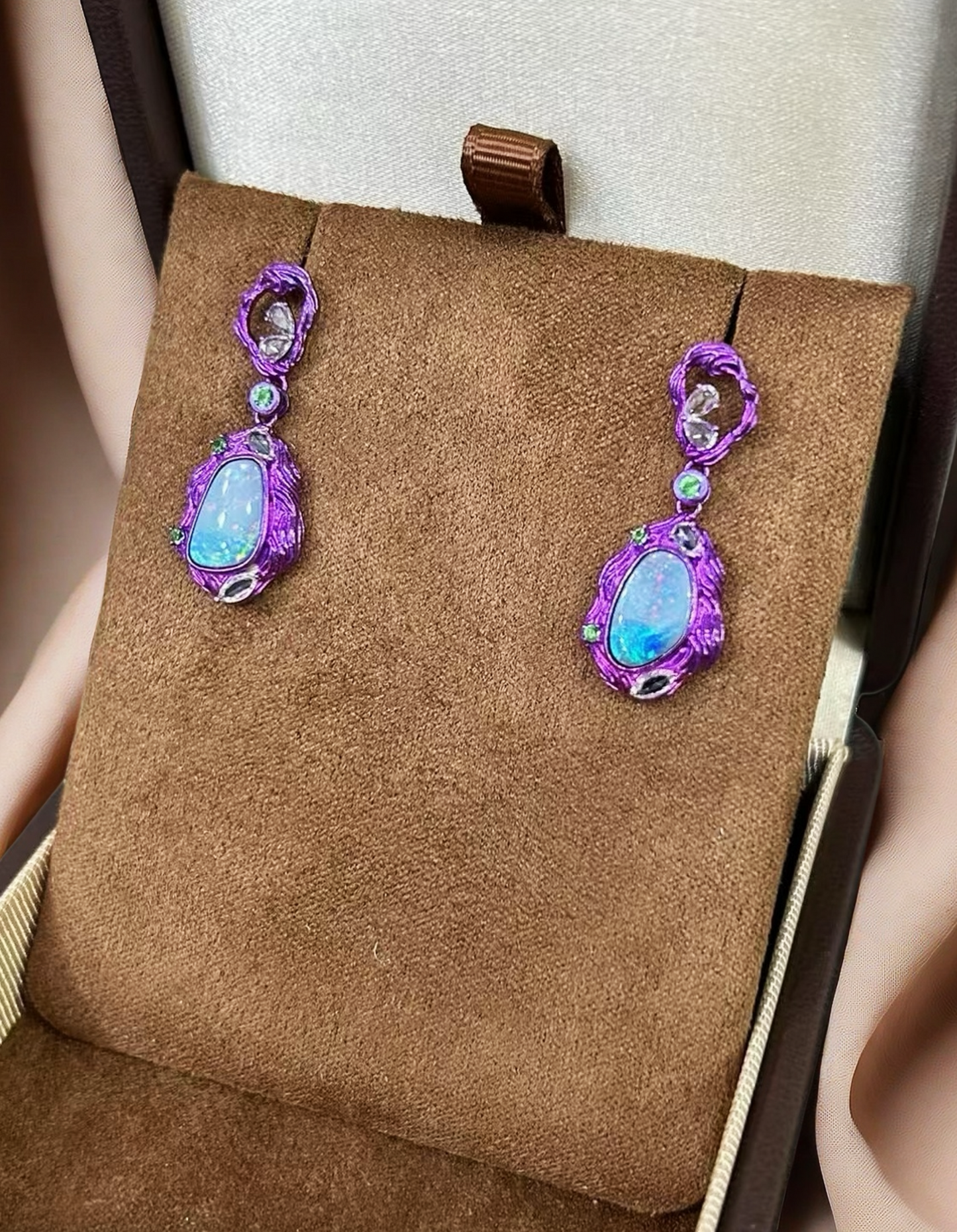 Anodized Titanium Purple Opal Earring (Item No. TA002)