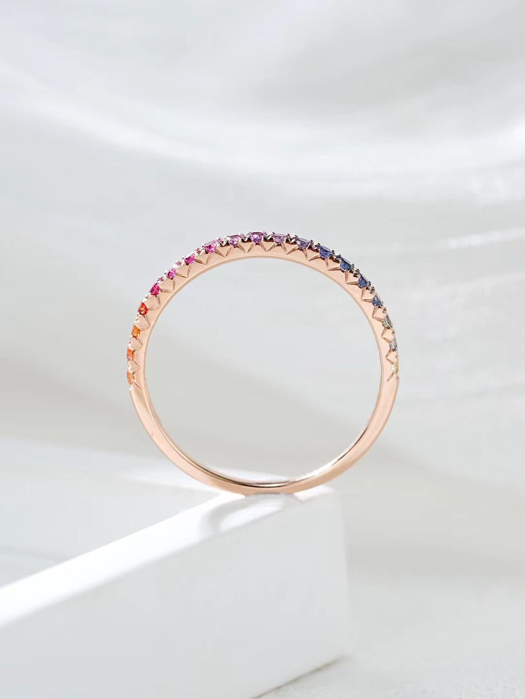 Rainbow Sapphire 18k rose Gold Ring (Item No. SA003)