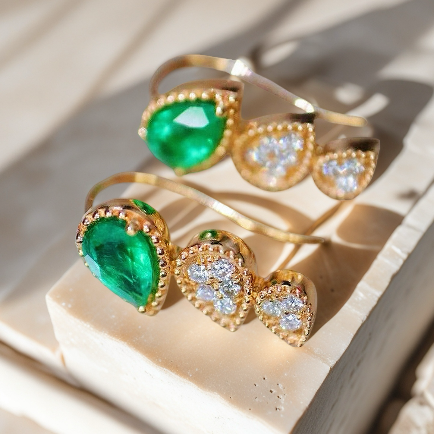 Vintage 18k Gold Diamond Emerald Earring (Item No. VT052)