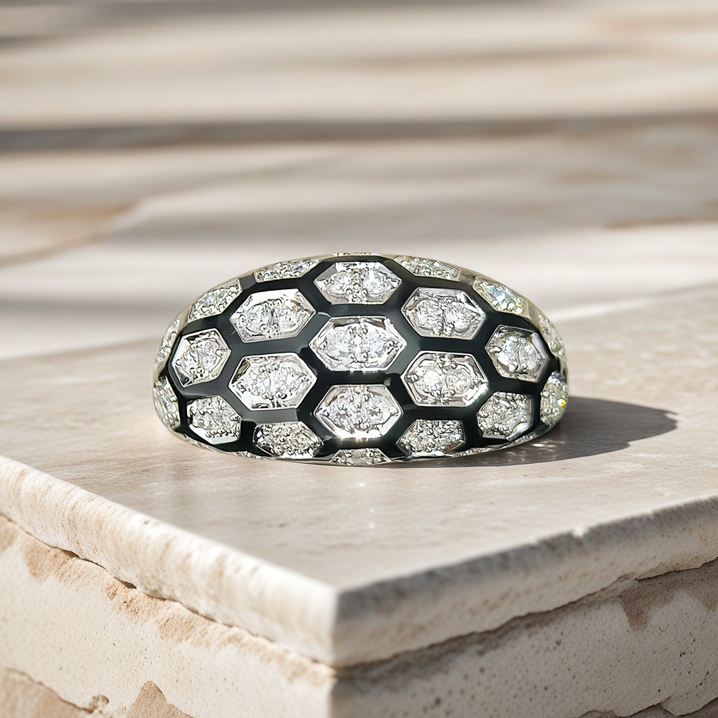 Enamel Vintage 18k Gold Diamond Ring (Item No. VT009)