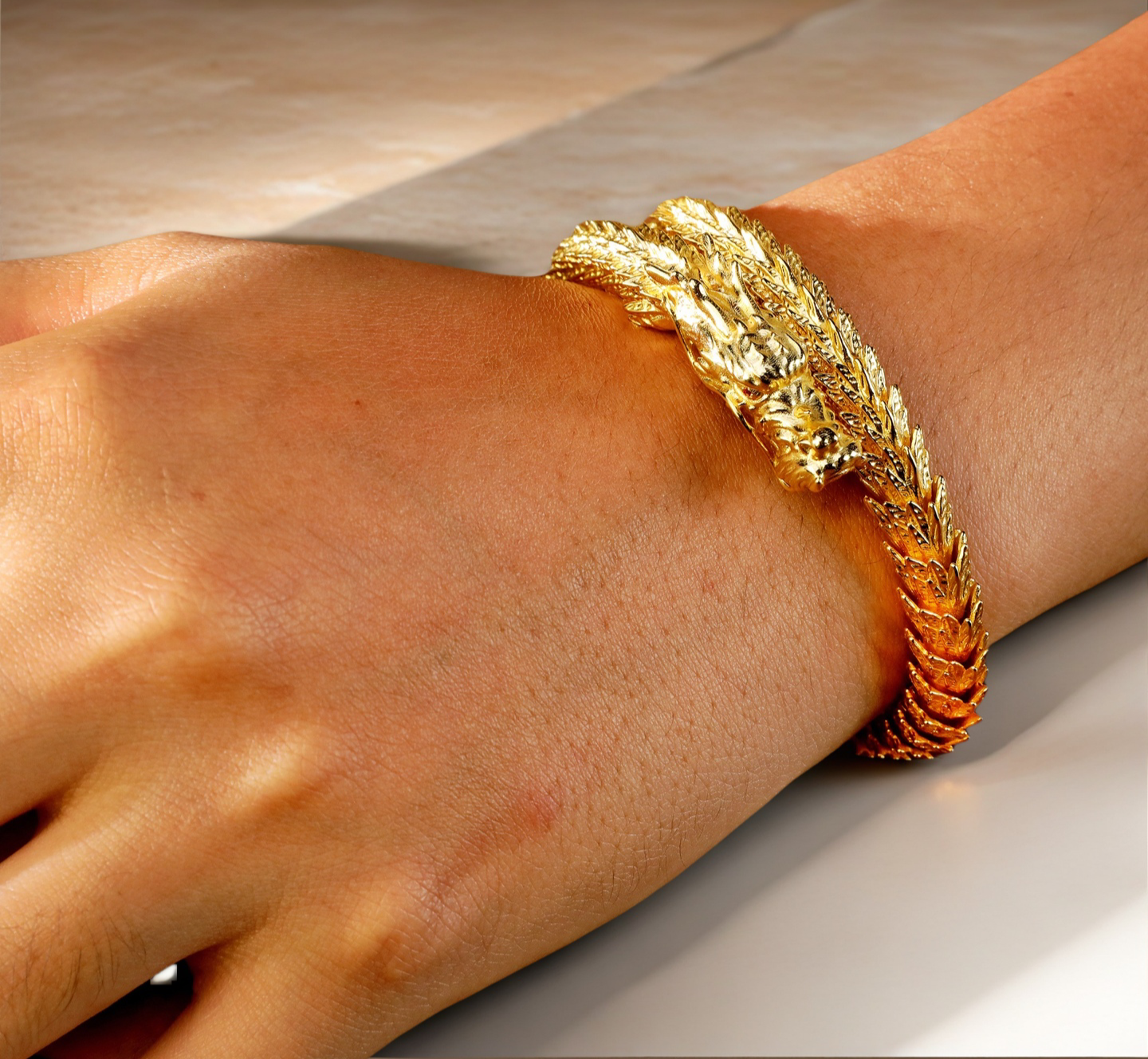 Dragon Elastic Sterling Silver/9k/14k/18k Gold Bracelet (Item No. GB0001)