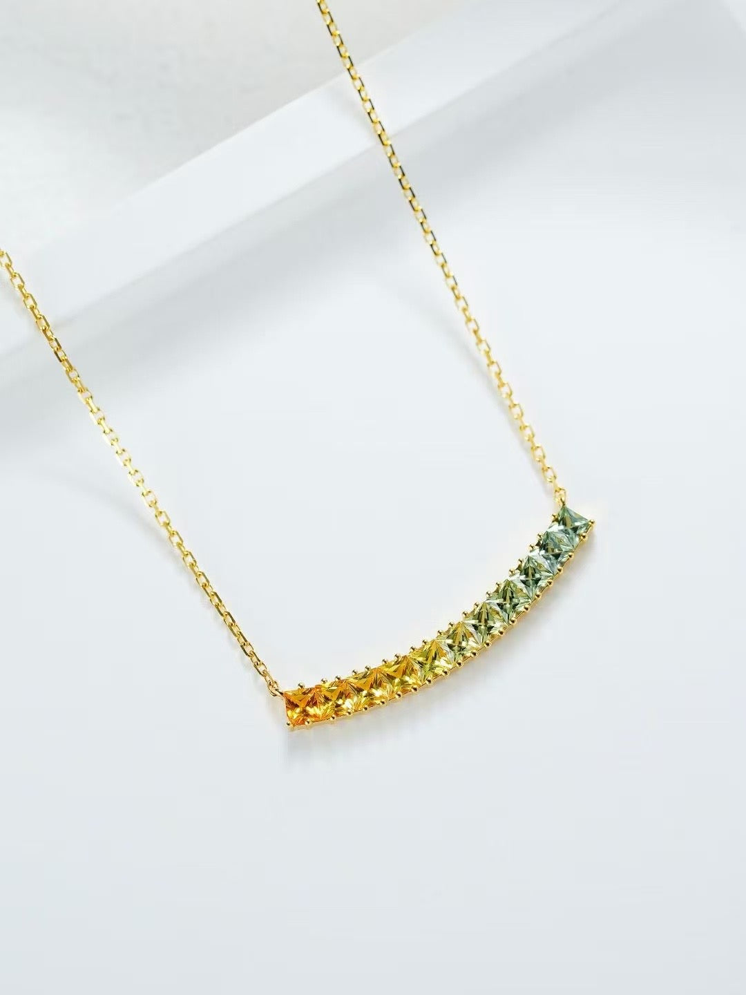 Rainbow Sapphire 18k Gold Pendant Necklace Set(Item No. SA121)