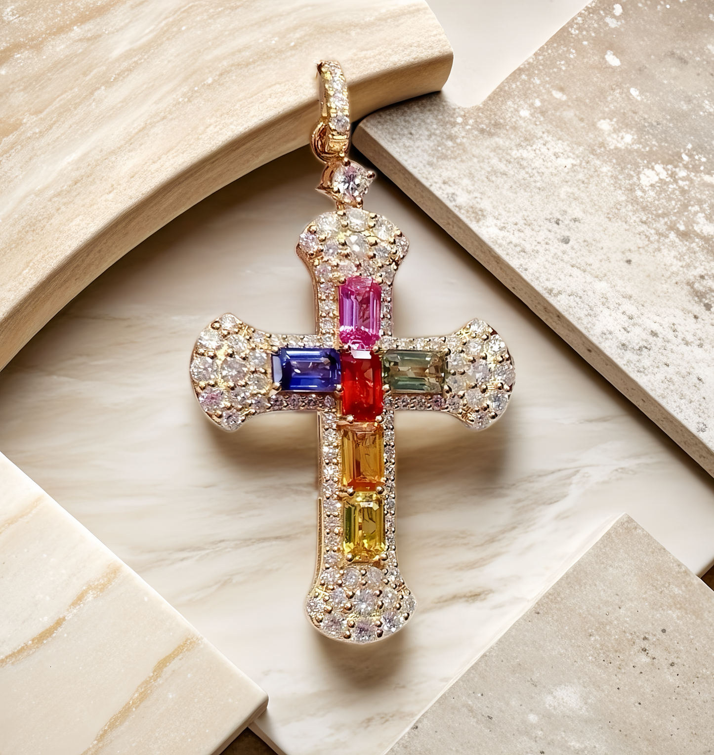 Vintage Cross 18k Gold Diamond Pendant (Item No. VT163)