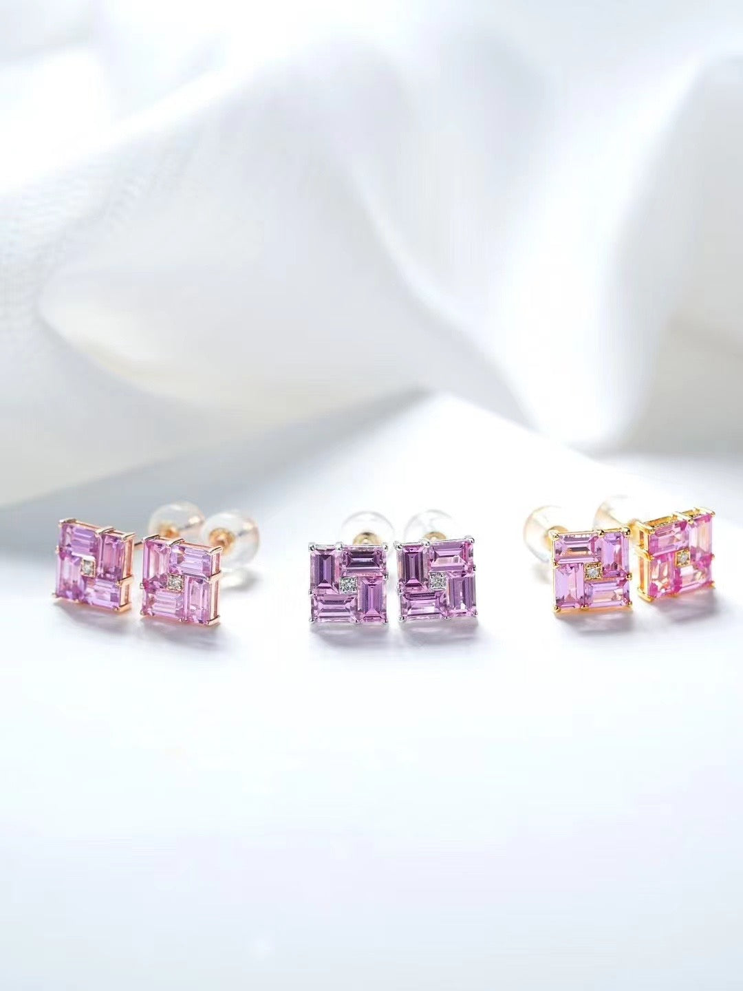 Rainbow Sapphire 18k Gold Earring (Item No. SA094)