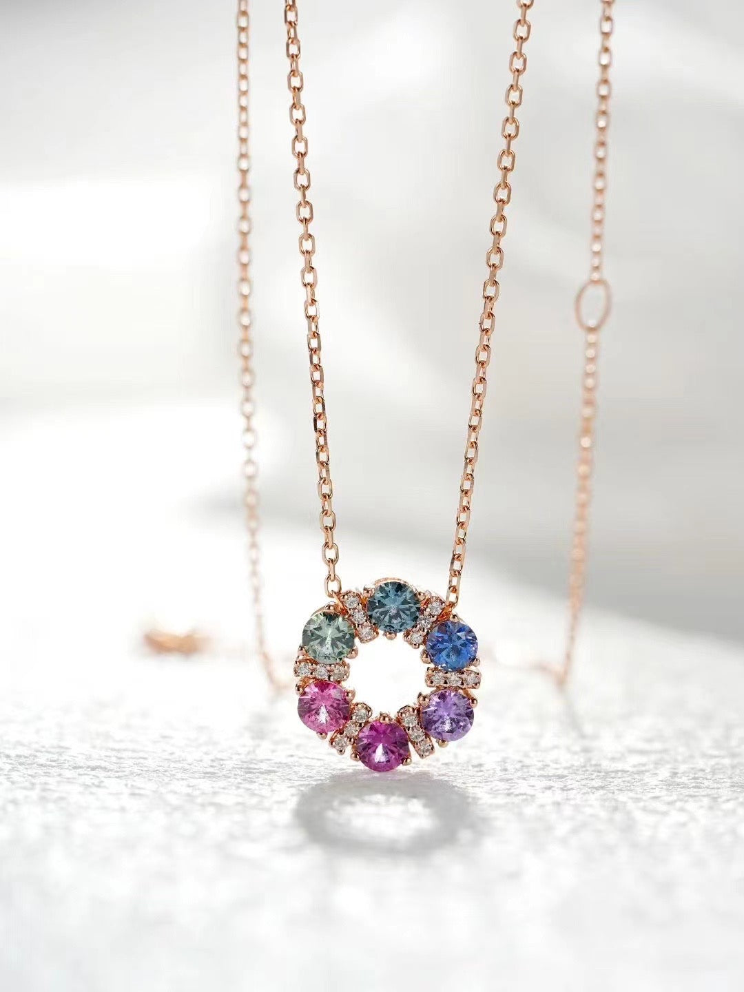 Rainbow Sapphire 18K Gold Pendant (Item No. SA014)