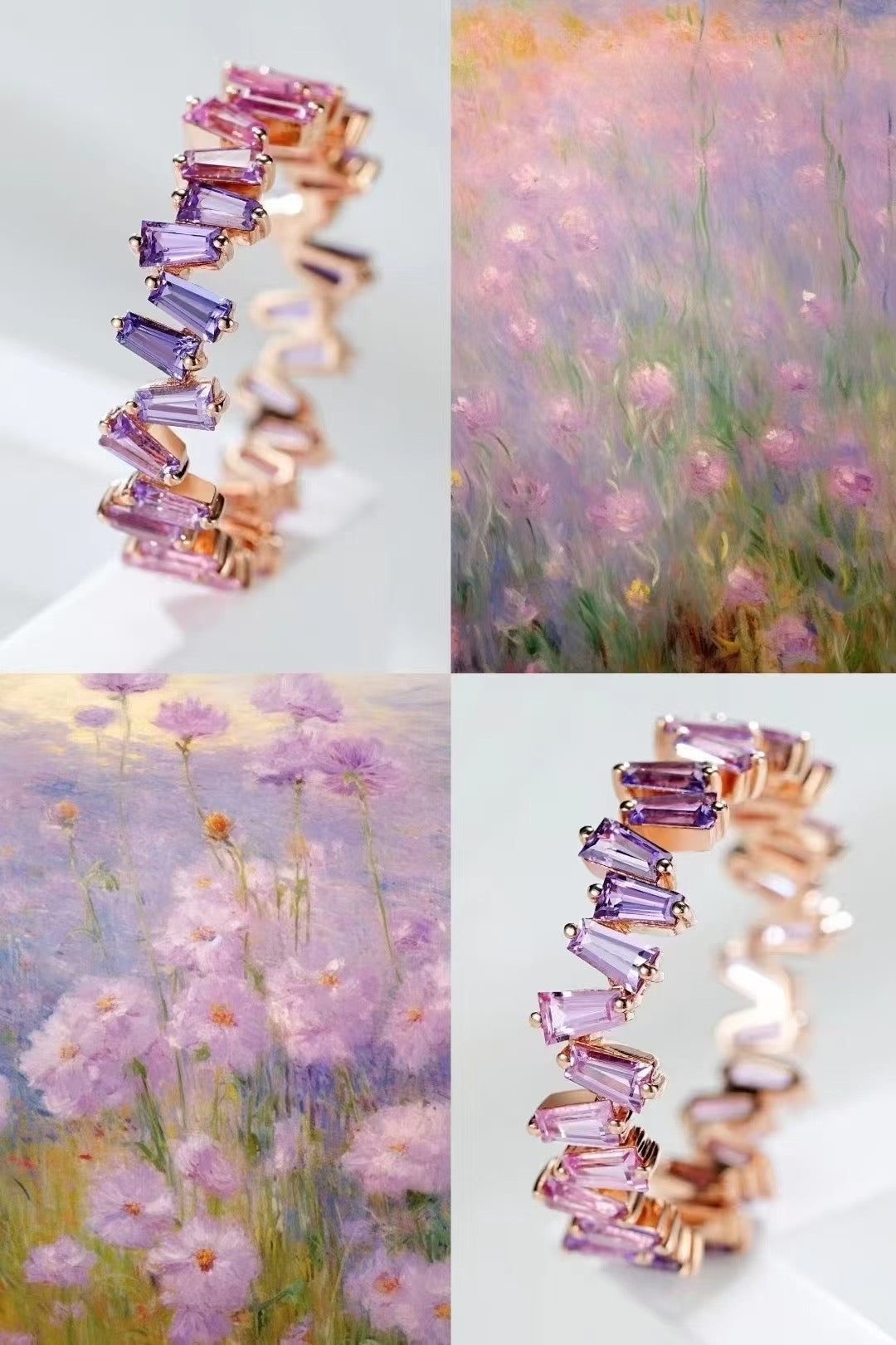 T Square Cut Rainbow Sapphire 18k Gold Ring (Item No. SA019)