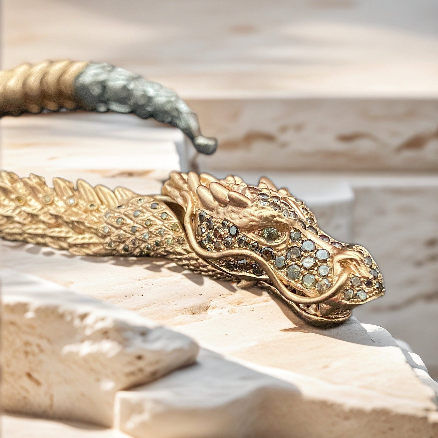 Gold Dragon Diamond Bracelet Chain (Item No. GB0023)