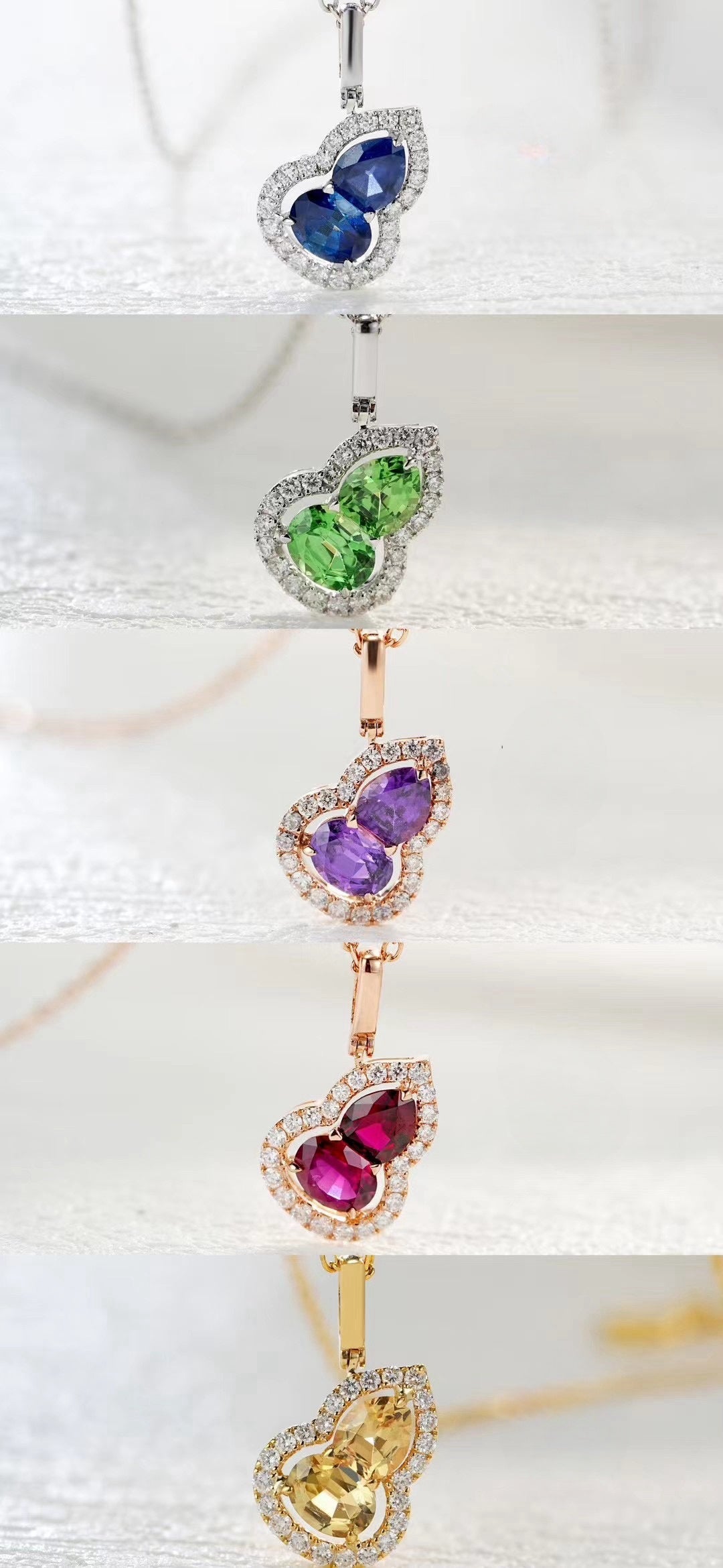 Rainbow Sapphire 18k Gold Pendant (Item No. SA067)