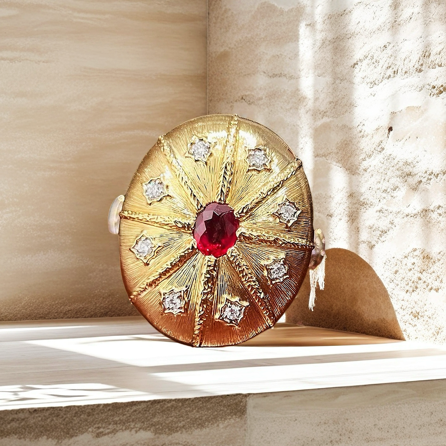 Vintage 18k Gold Diamond Ruby Ring (Item No. VT003)