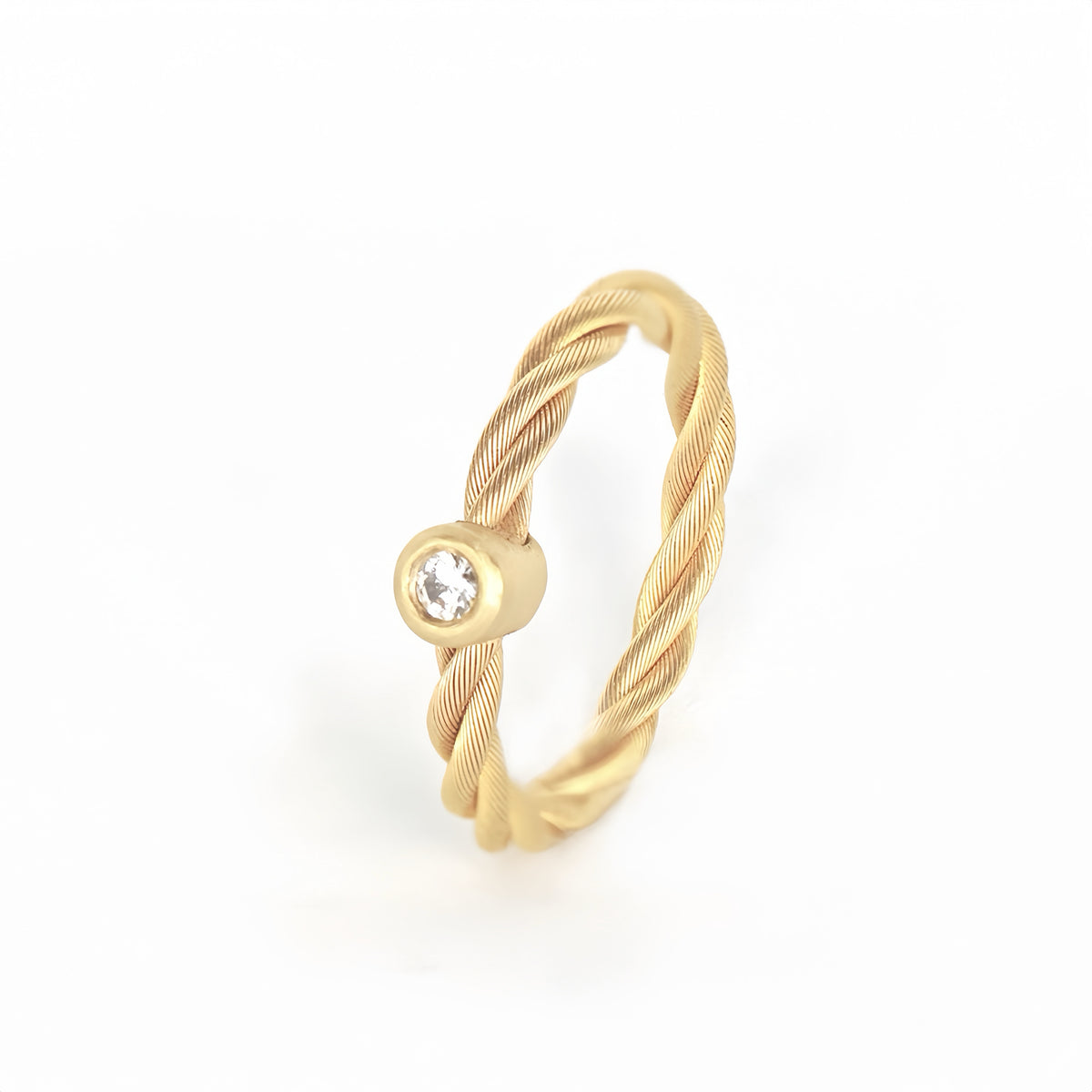 Twisted 18k Gold Diamond Ring (Item No. SH071CR)