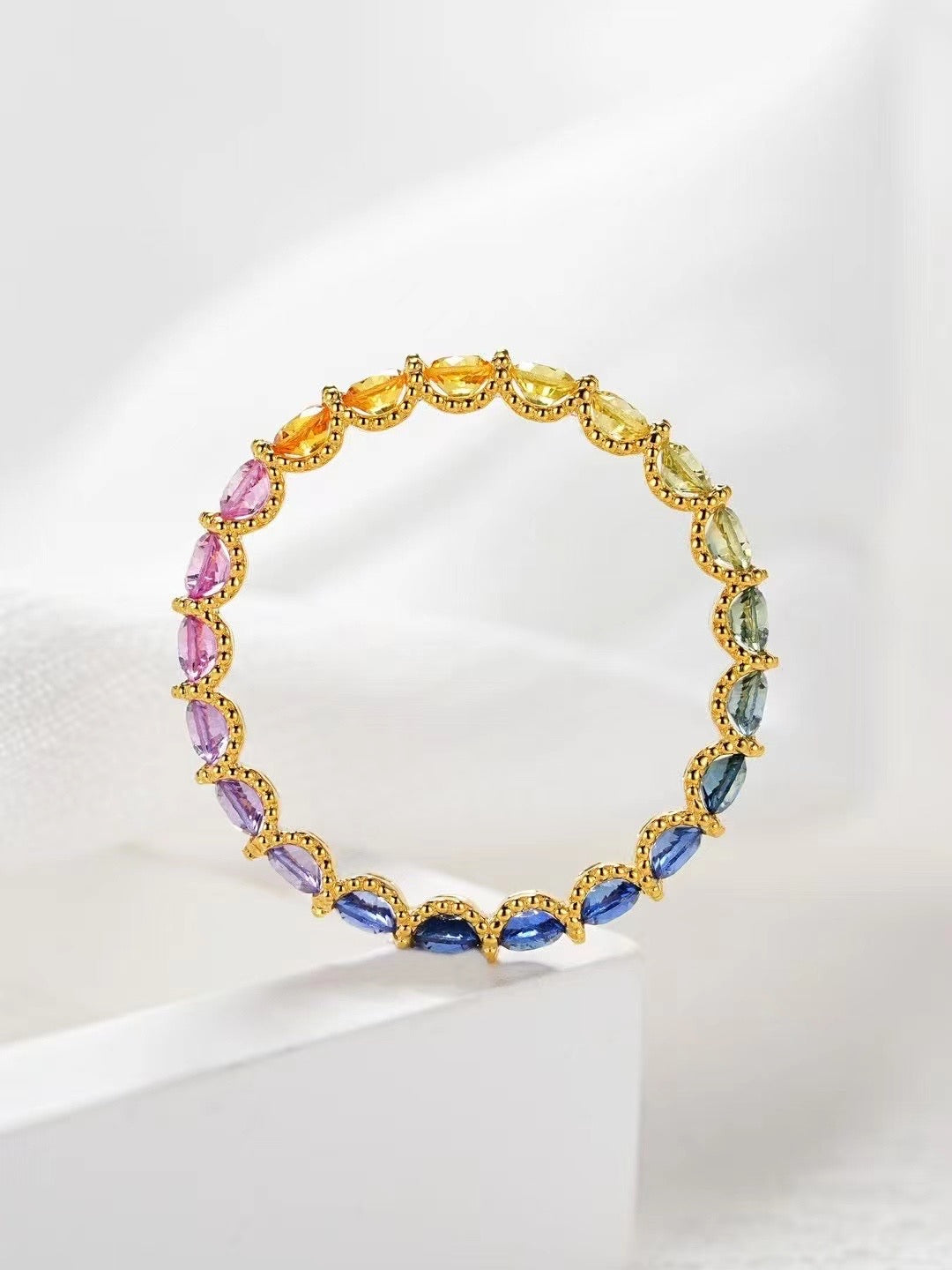 Rainbow Sapphire 18k Gold Ring (Item No. SA037)